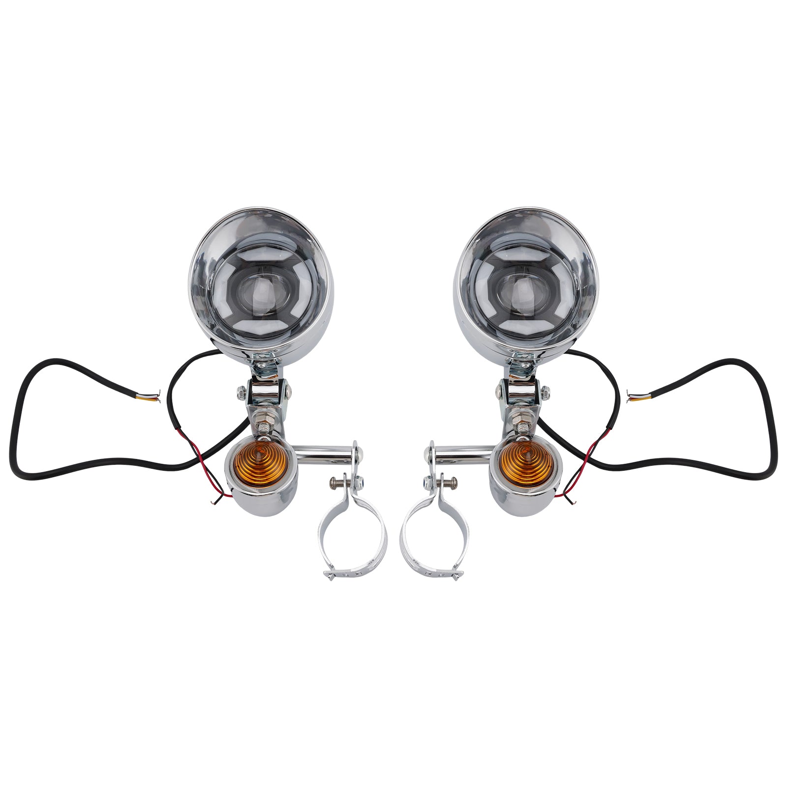 Conjunto de faro delantero y soporte cromado universal para motocicletas Scooter