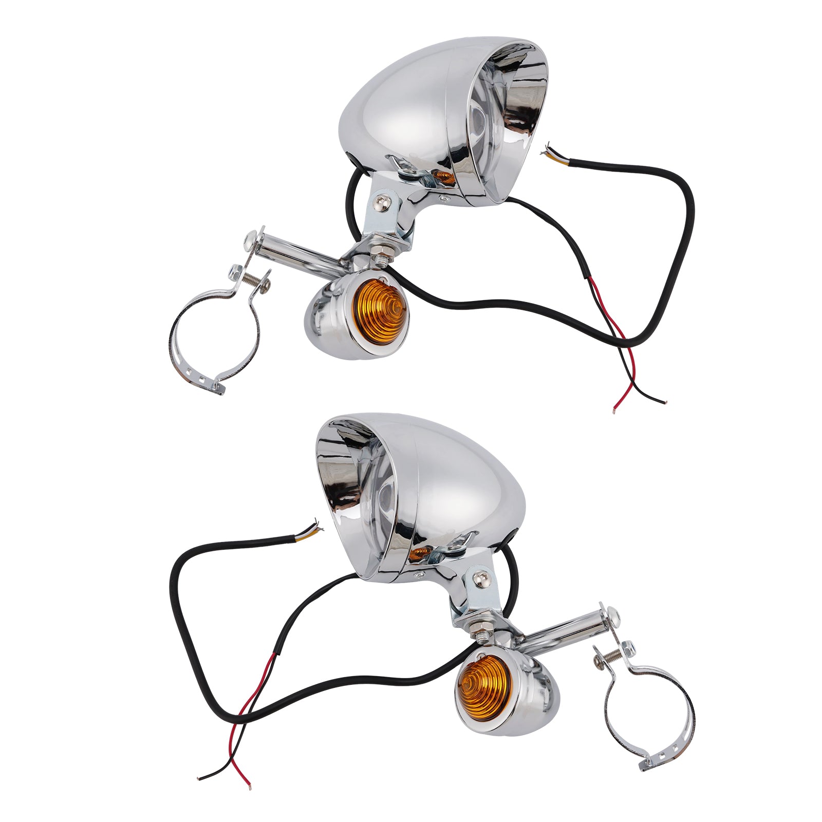 Conjunto de faro delantero y soporte cromado universal para motocicletas Scooter