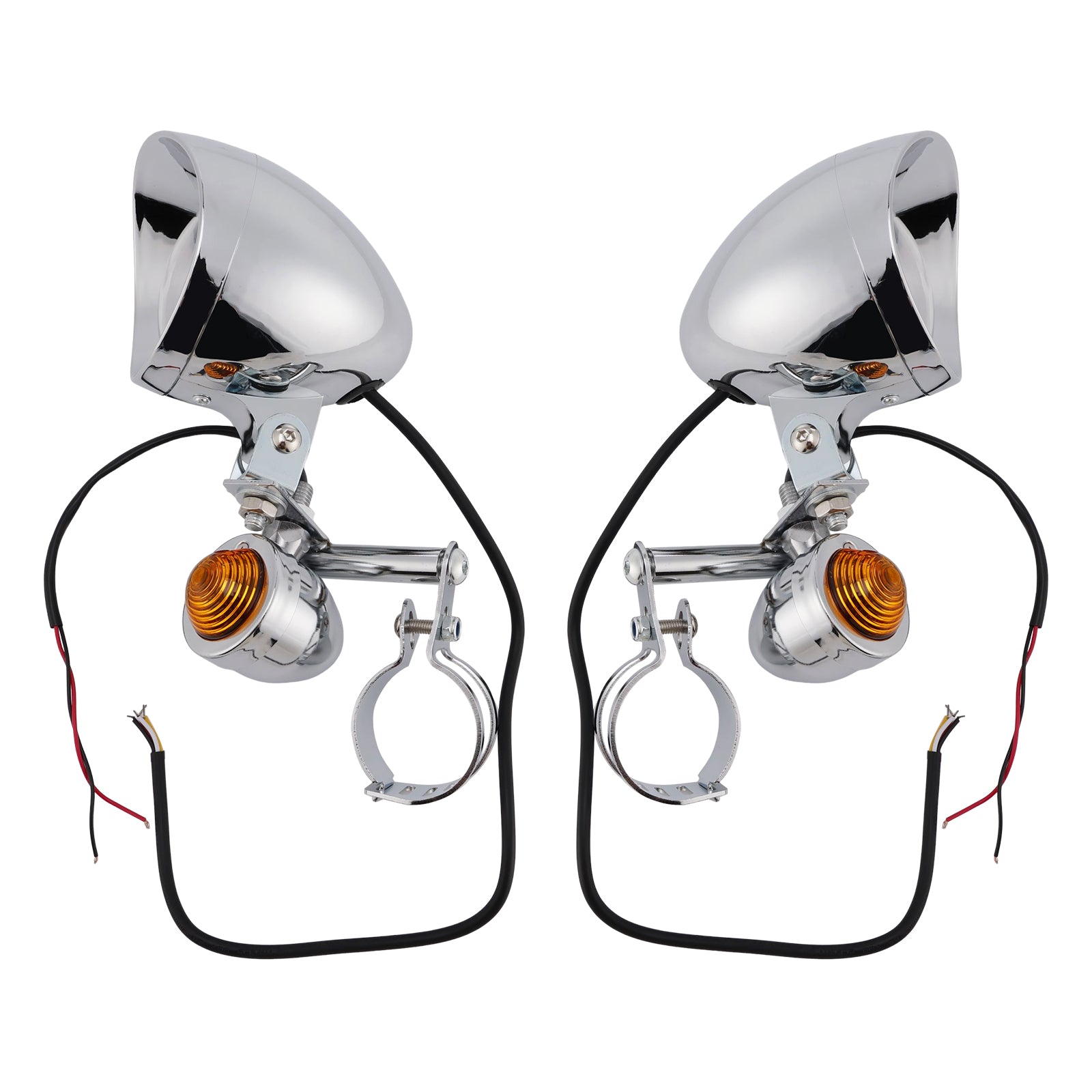 Conjunto de faro delantero y soporte cromado universal para motocicletas Scooter