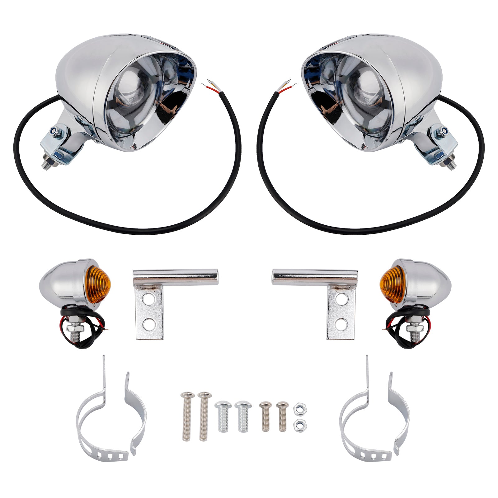 Conjunto de faro delantero y soporte cromado universal para motocicletas Scooter