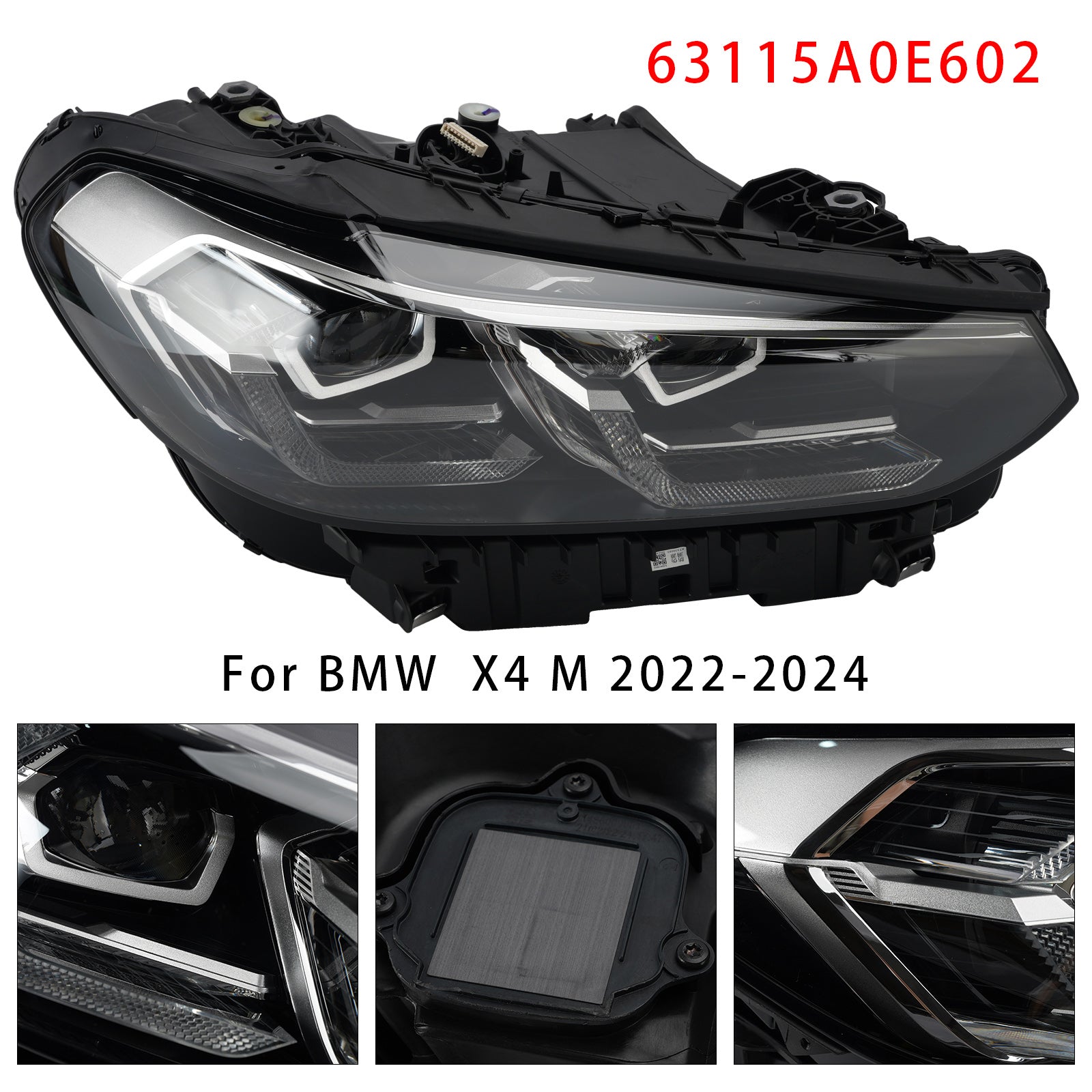 Phaire Droit LED Chrome 63115A0E602 Sans AFS Pour BMW X3 X4 G01 G02 2022-2025