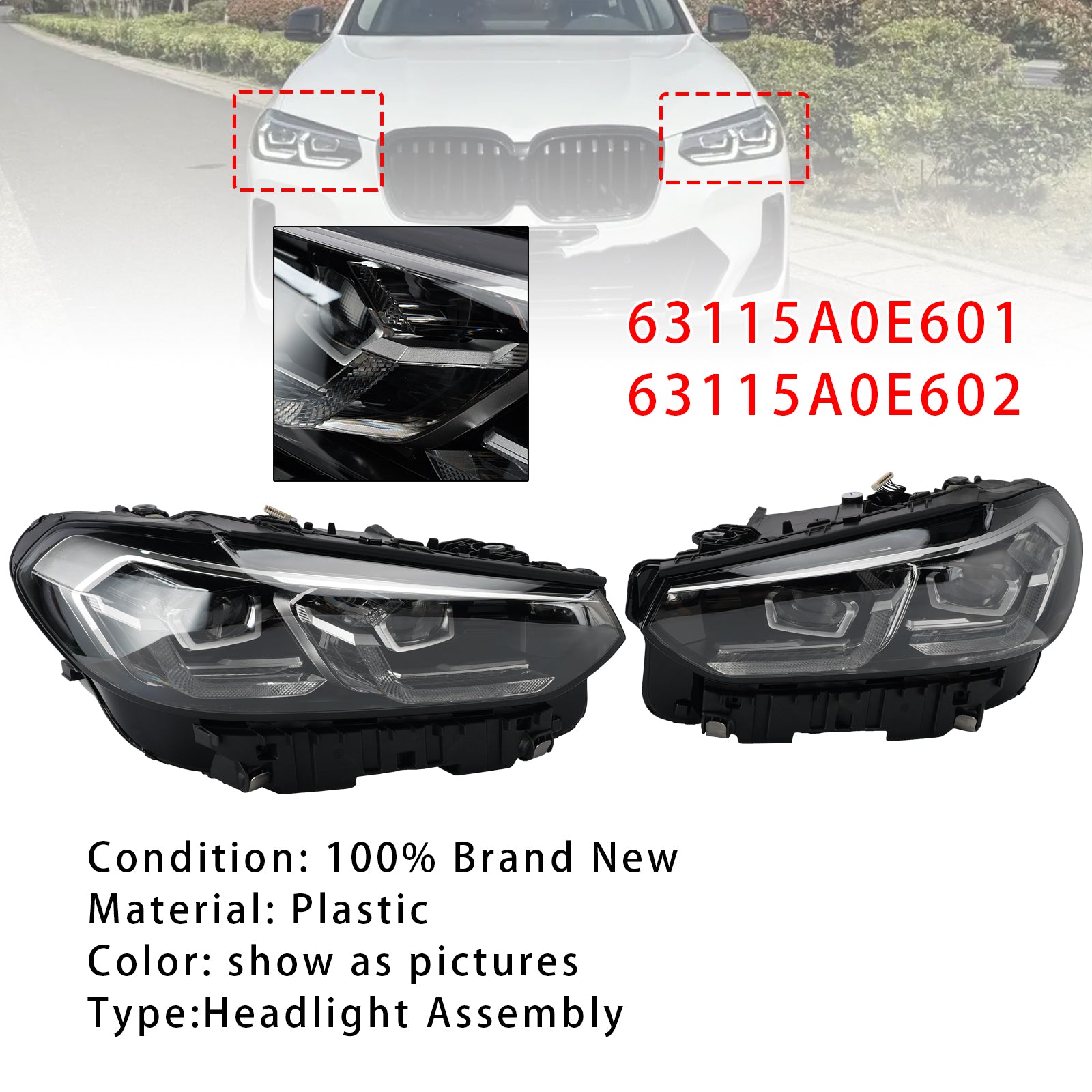 Phares Gauche+Droit LED Chrome Sans AFS Pour BMW X3 X4 G01 G02 2022-2025