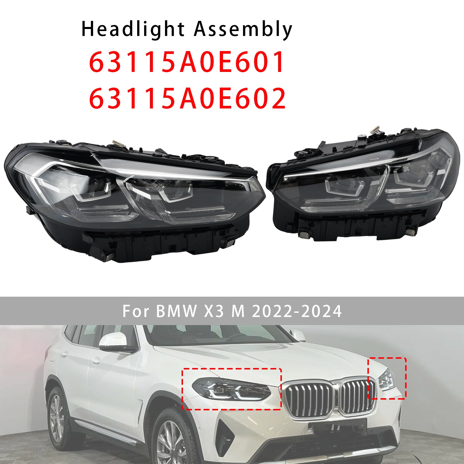 Phares Gauche+Droit LED Chrome Sans AFS Pour BMW X3 X4 G01 G02 2022-2025