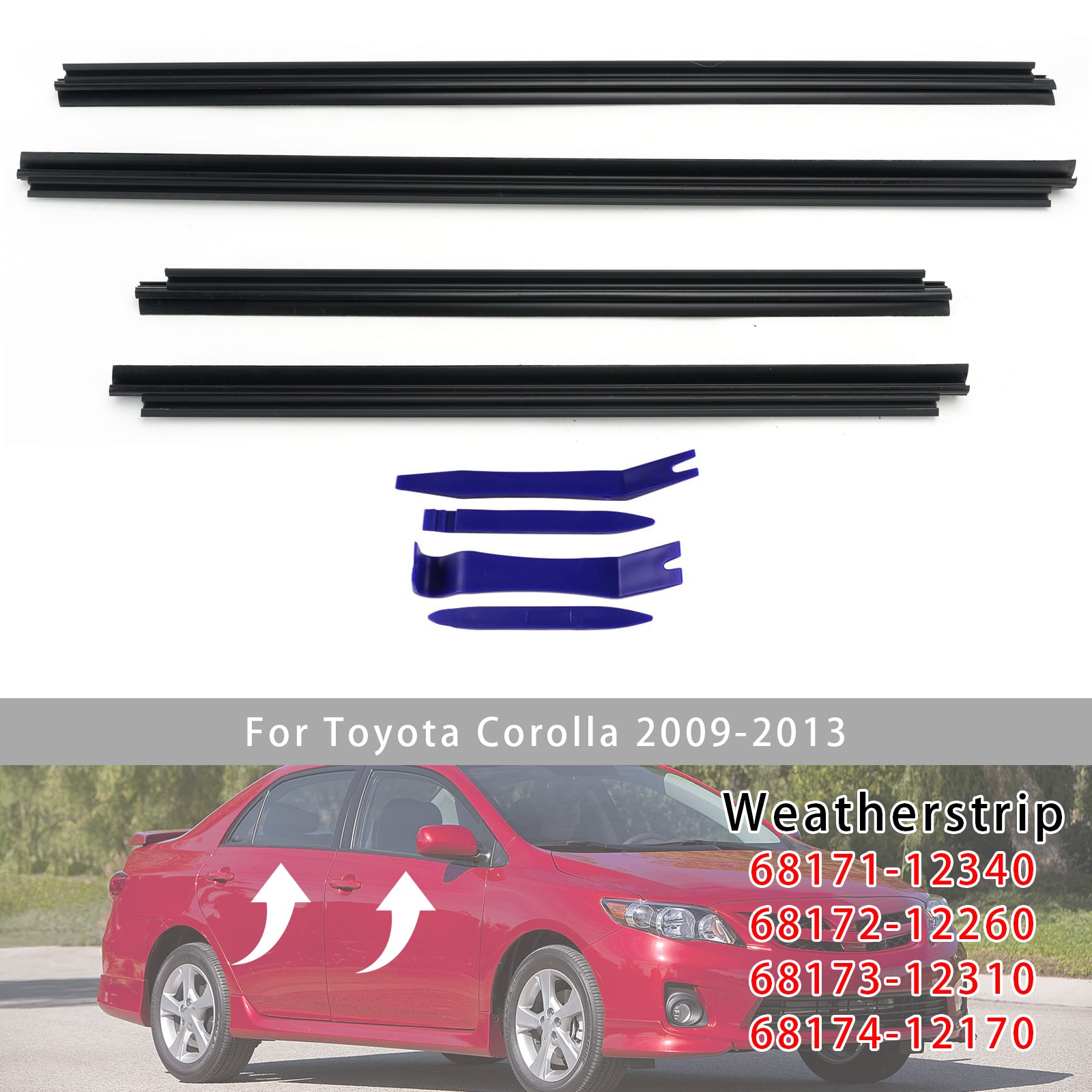 4Pièces Joint D’étanchéité Intérieur Vitre Fenêtre Porte Pour Toyota Corolla 2009-2013