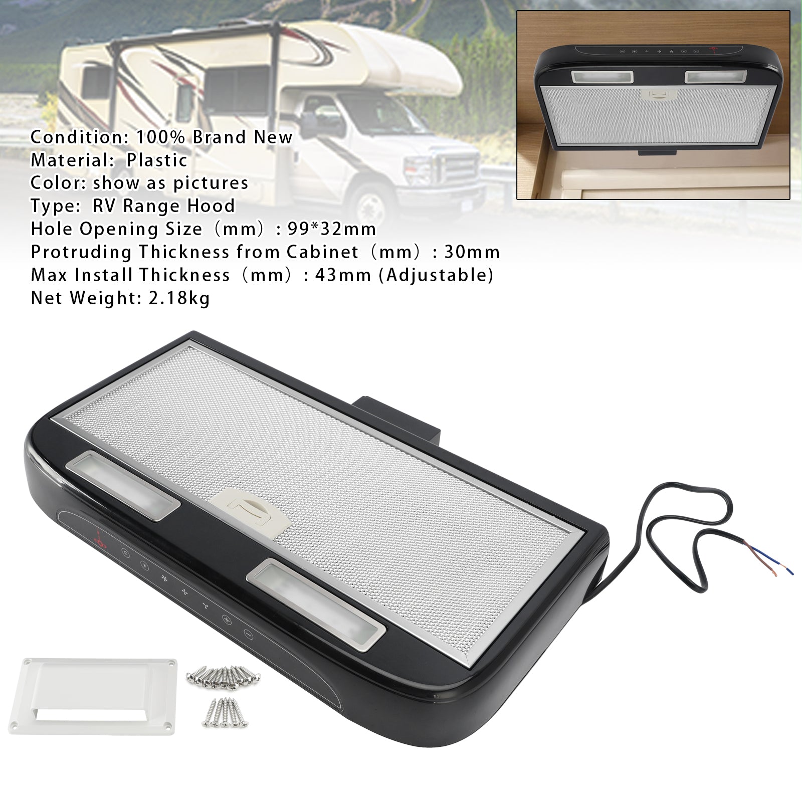 Hotte De Cuisine Pour Camping-Car 12V Caravane Avec Ventilateur 3 Vitesses