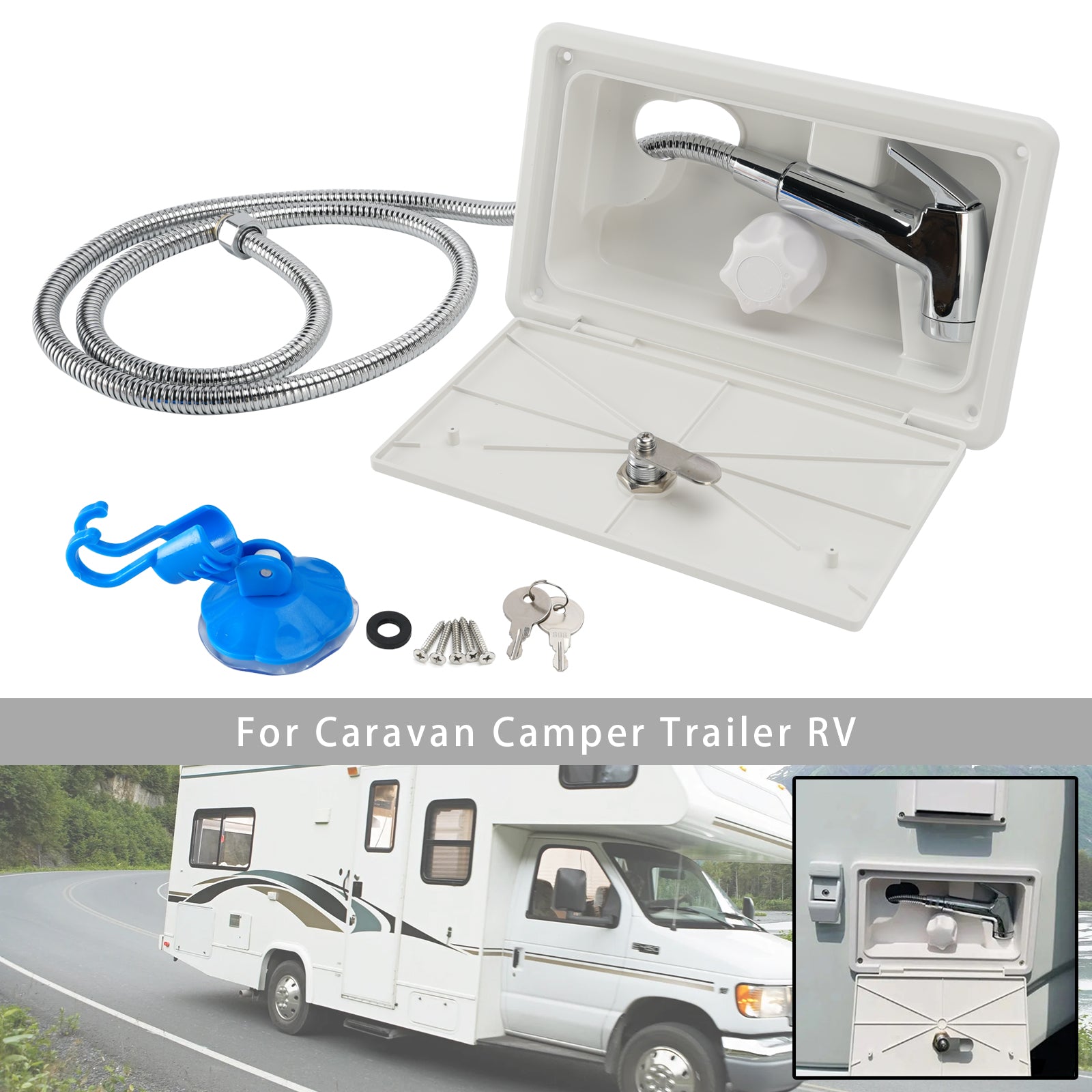 Boîte De Douche Verrouillable Pour Camping-Car Eau Chaude Froid Caravane Camper