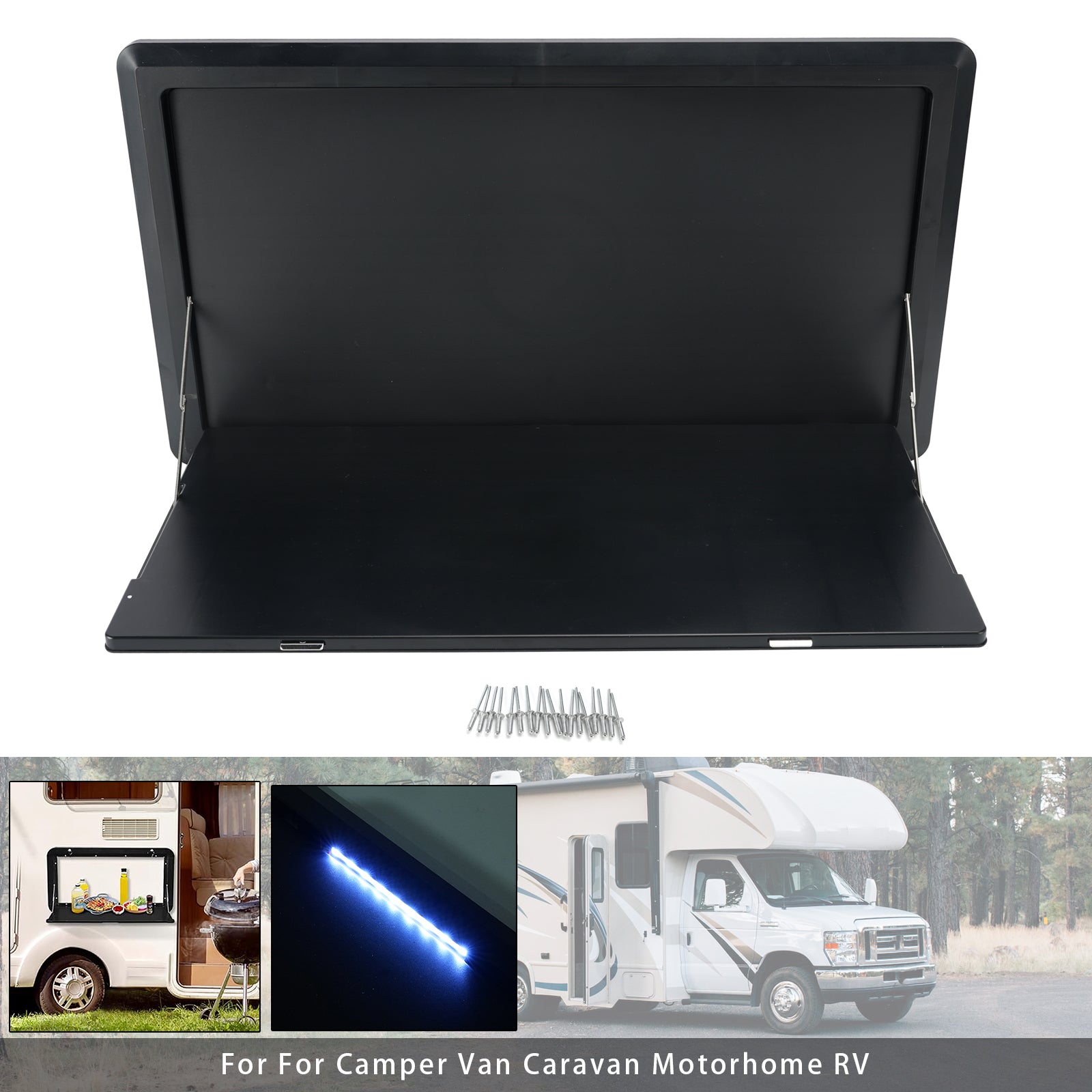 Table Pliable Murale Pour Camping-Car Avec Lumière LED Camper Van Caravane