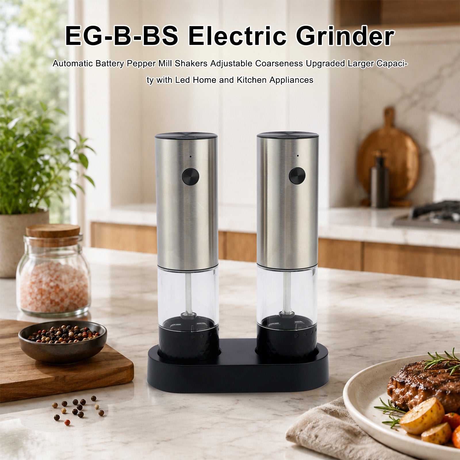 Moulin électrique EG-B-BS ensemble moulin à sel et à poivre cuisine domestique