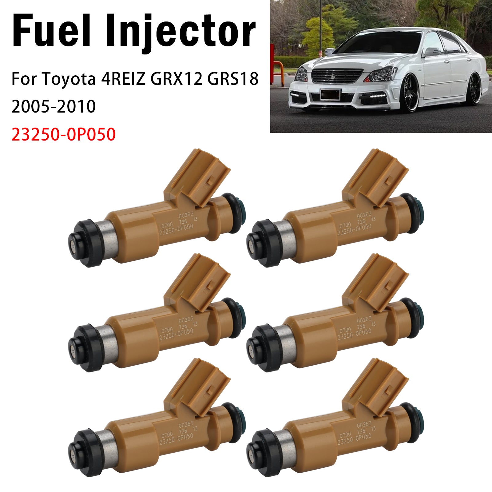 6X Injecteur Carburant Pour Toyota 4REIZ GRX12 GRS18 2005-2010 23250-0P050