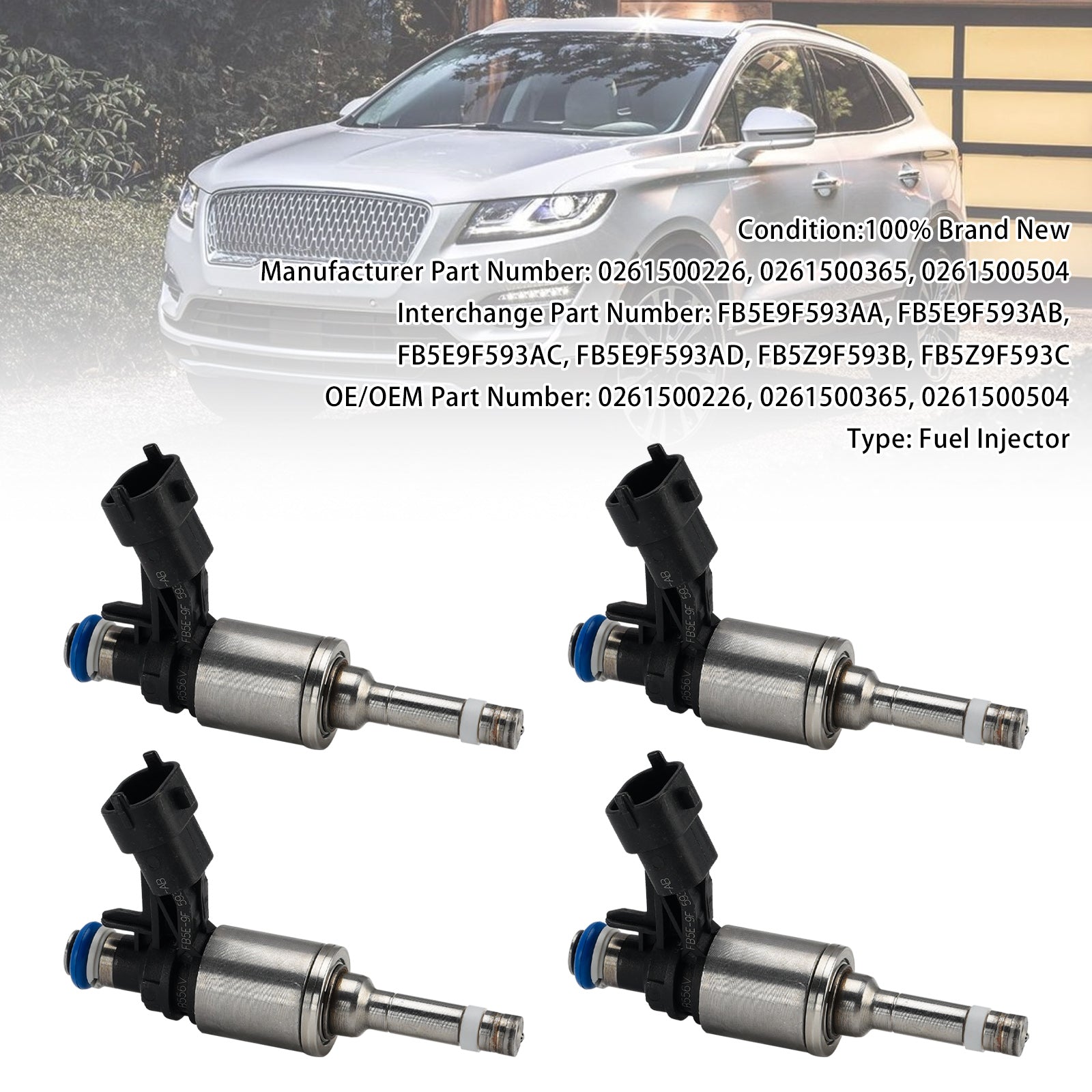 4X Injecteur Carburant Pour Pourd Edge 2015-2018 Escape 2017-2019 0261500365