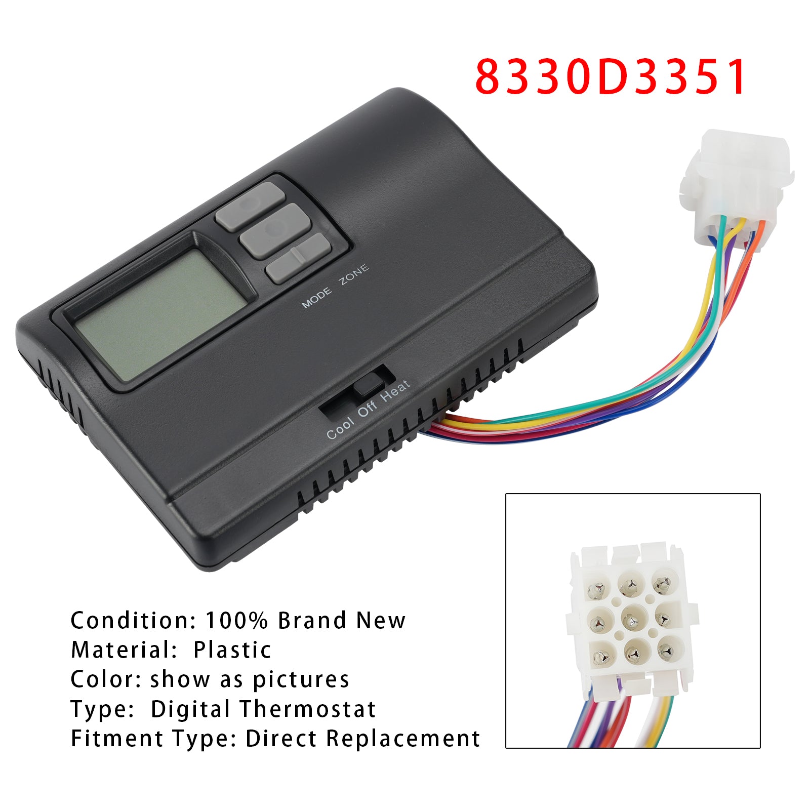 8330D3351 Thermostat Numérique Camping Chaud/Froid Mural Noir Pour Coleman