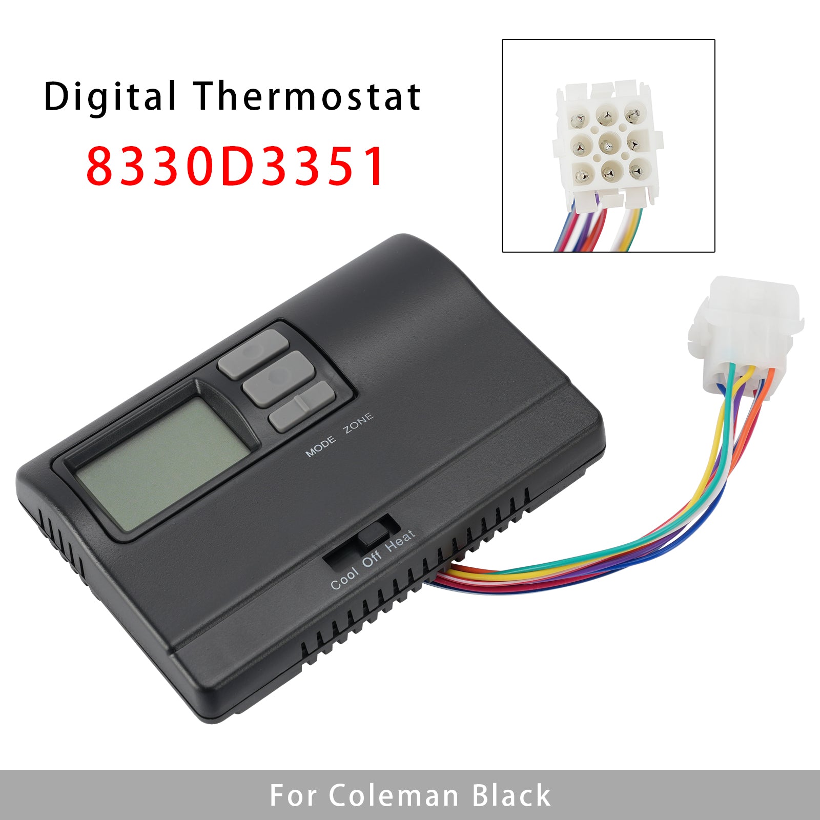 8330D3351 Thermostat Numérique Camping Chaud/Froid Mural Noir Pour Coleman