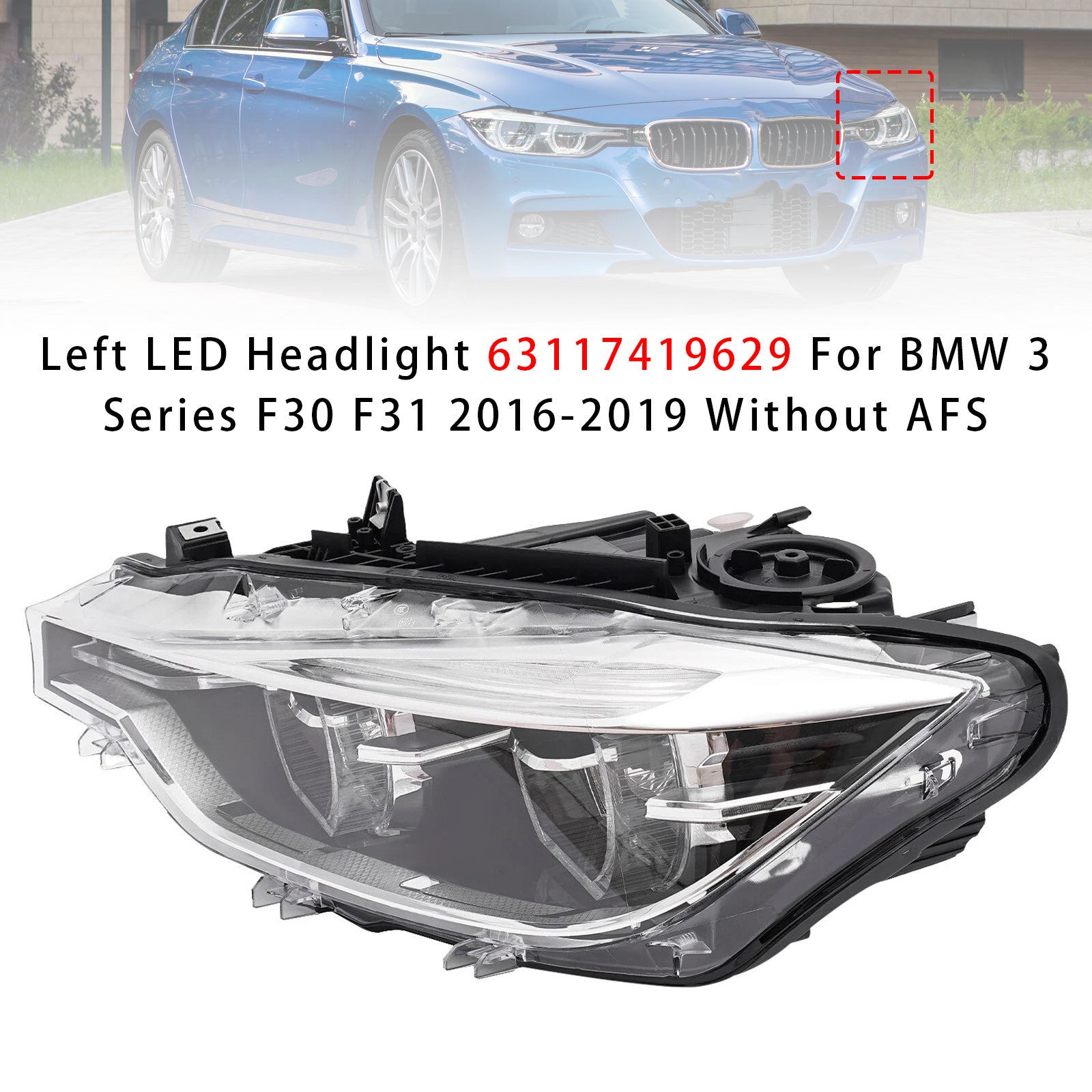 Phare LED Gauche 63117419629 Pour BMW 3 Series F30 F31 2016-2019 Sans AFS