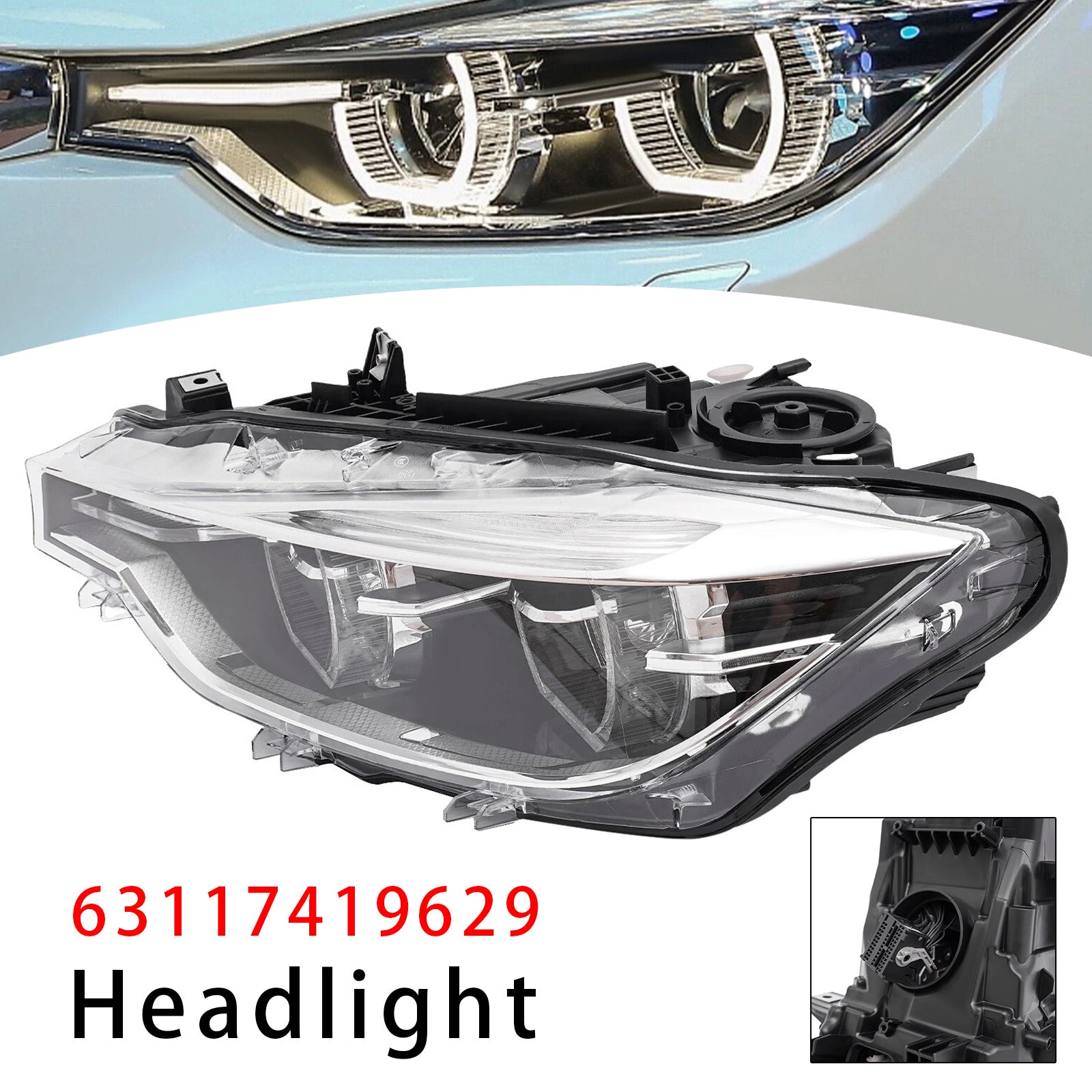 Phare LED Gauche 63117419629 Pour BMW 3 Series F30 F31 2016-2019 Sans AFS