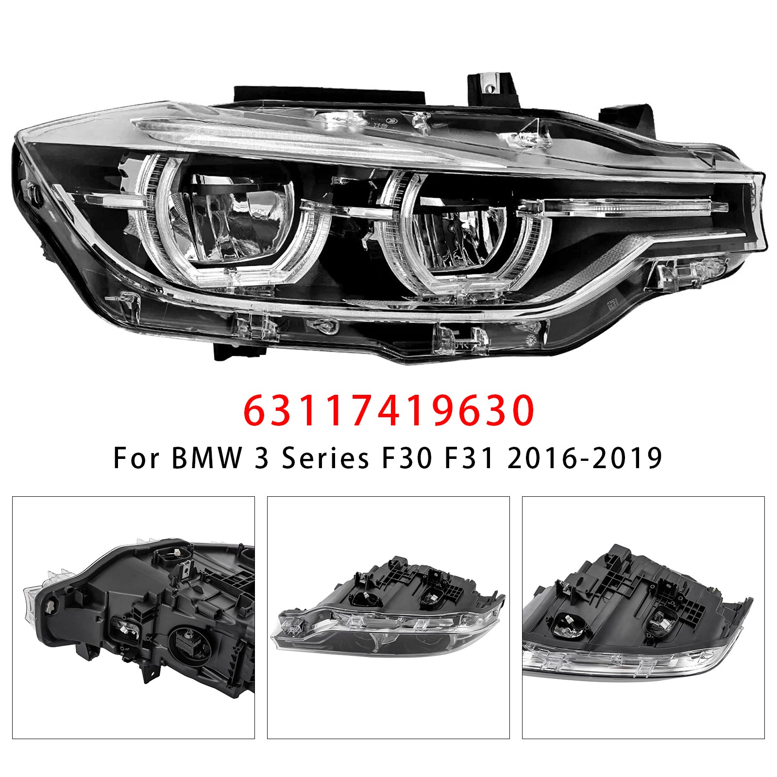 Phare LED Droit 63117419630 Pour BMW 3 Series F30 F31 2016-2019