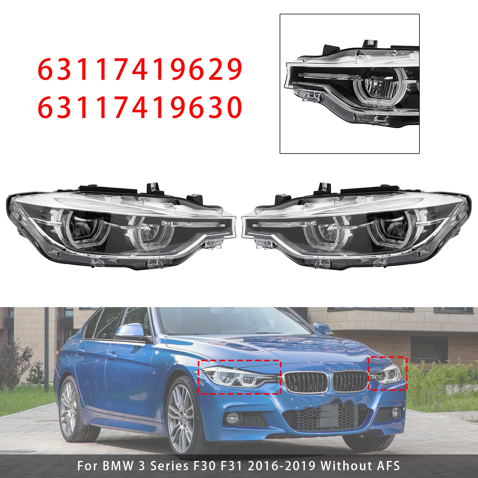 Phares LED Gauche+Droit 63117419629 63117419630 Pour BMW 3 Series F30