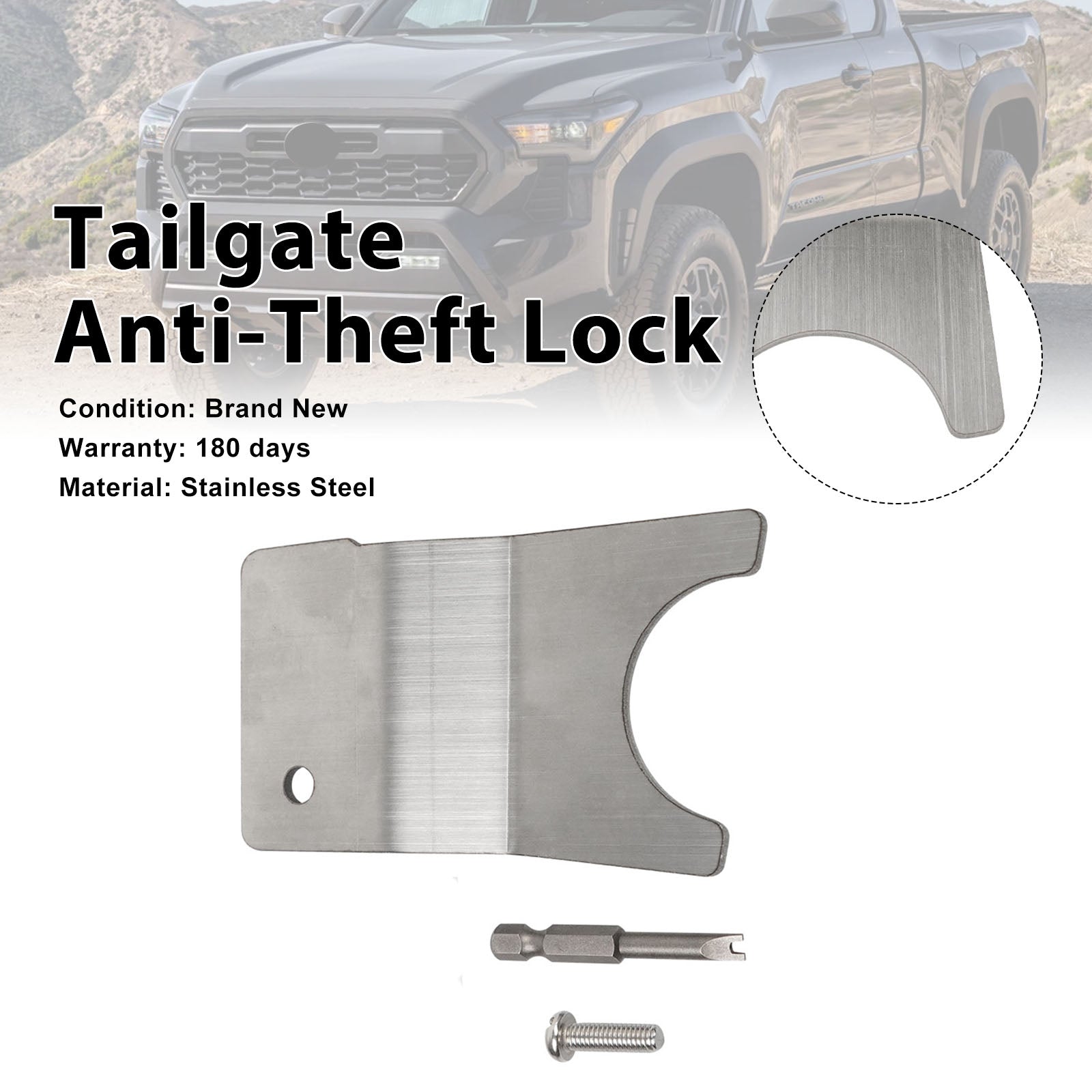 Tailgate Security Device Bed Tailgate Anti-Theft Lock Pour Tacoma 2024-2026