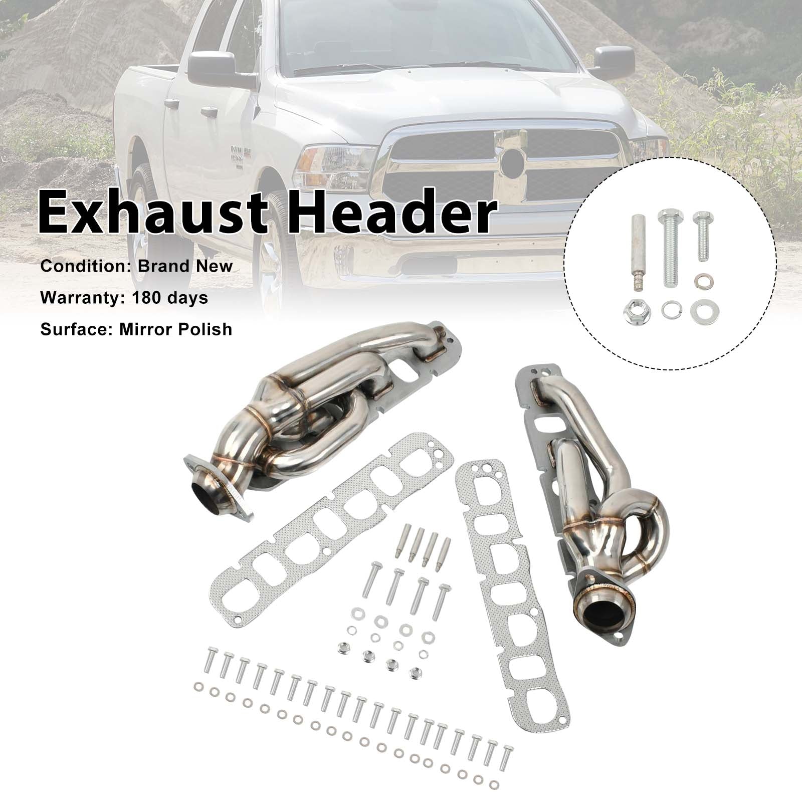 Steel Exhaust Manifold Header Pour Dodge Ram 1500 2009-2018 5.7L 1-5/8"