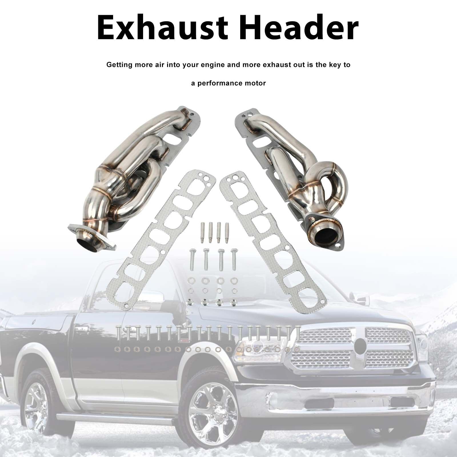 Steel Exhaust Manifold Header Pour Dodge Ram 1500 2009-2018 5.7L 1-5/8"