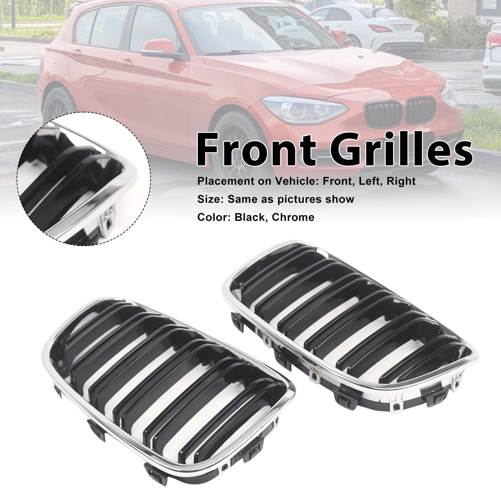 2PCS Front Bumper Kidney Grille Grill Pour BMW 1 Series F20 F21 2012-2014