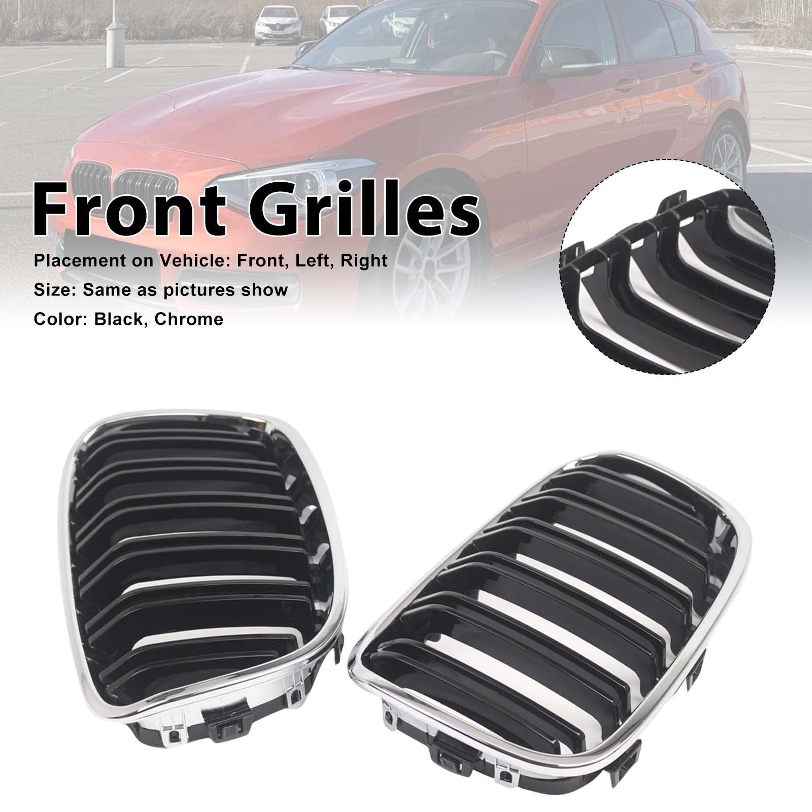 2PCS Front Bumper Kidney Grille Grill Pour BMW 1 Series F20 F21 2012-2014