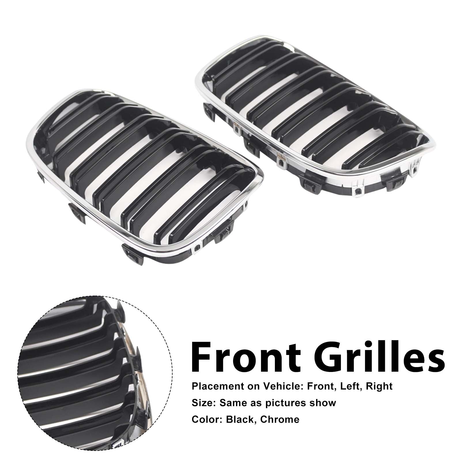2PCS Front Bumper Kidney Grille Grill Pour BMW 1 Series F20 F21 2012-2014
