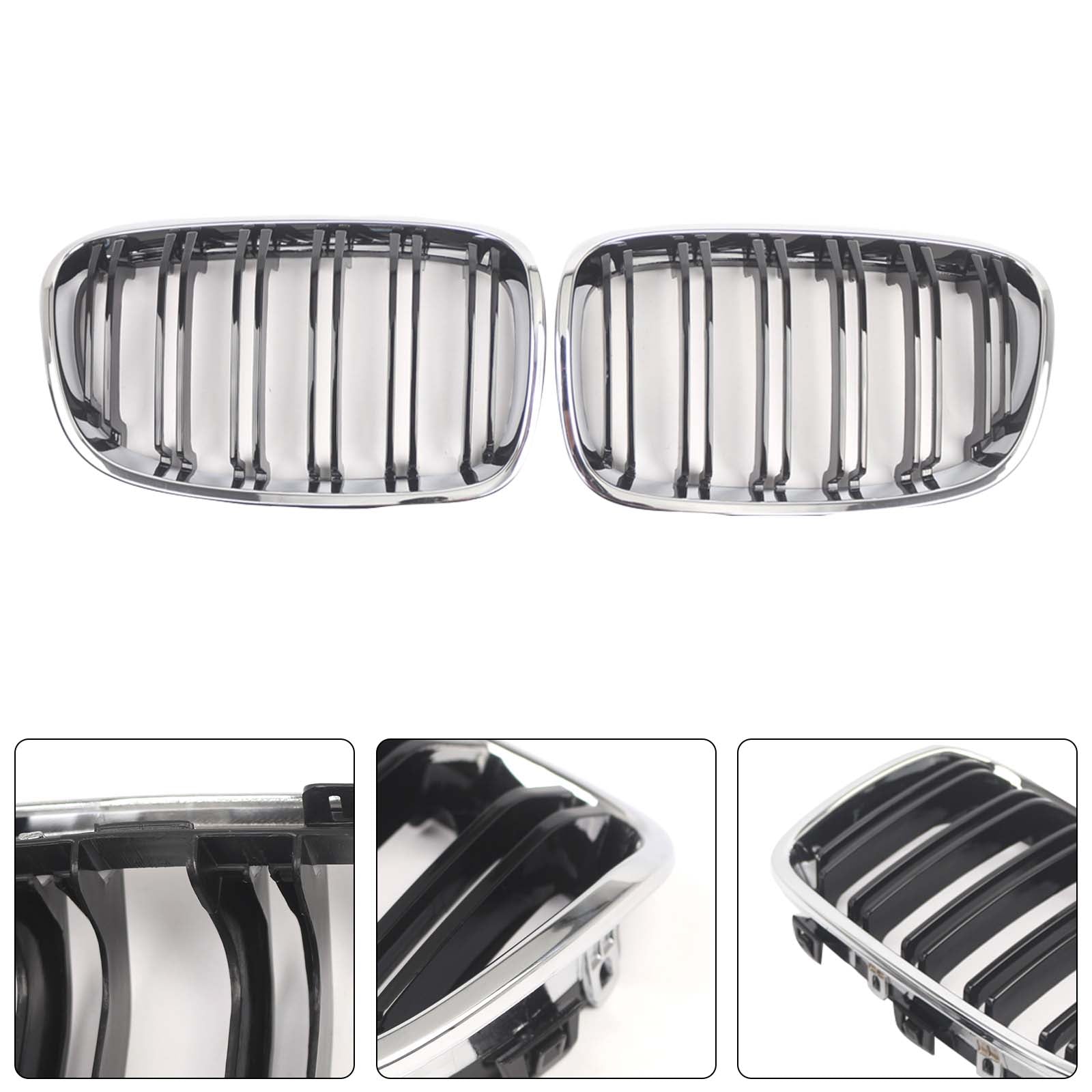 2PCS Front Bumper Kidney Grille Grill Pour BMW 1 Series F20 F21 2012-2014