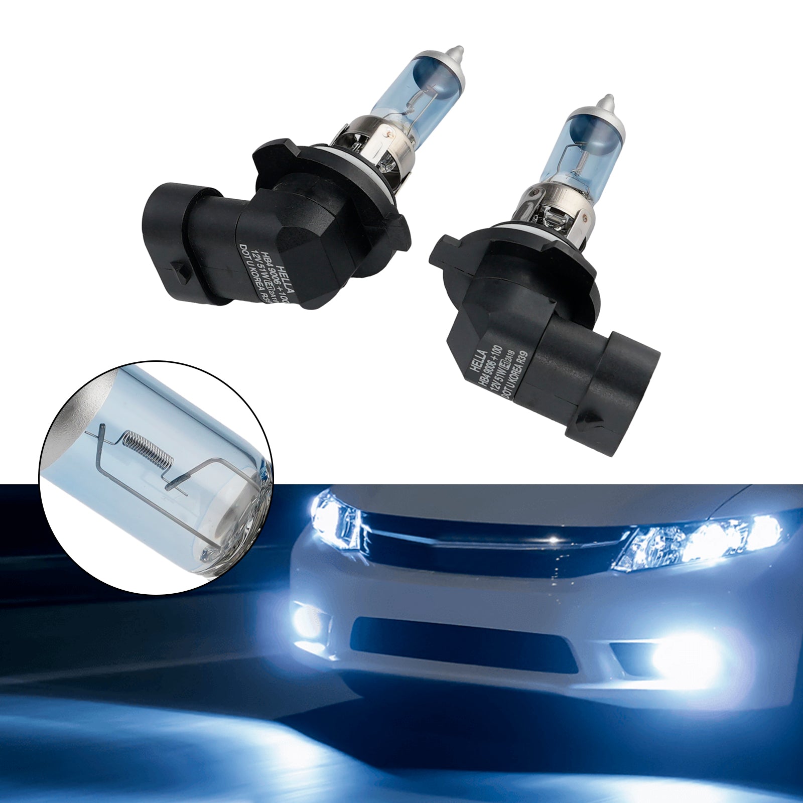 Ampoule Phare Halogène Améliorée Voiture HB4 9006 12V 55W Pour HELLA 178 560-713