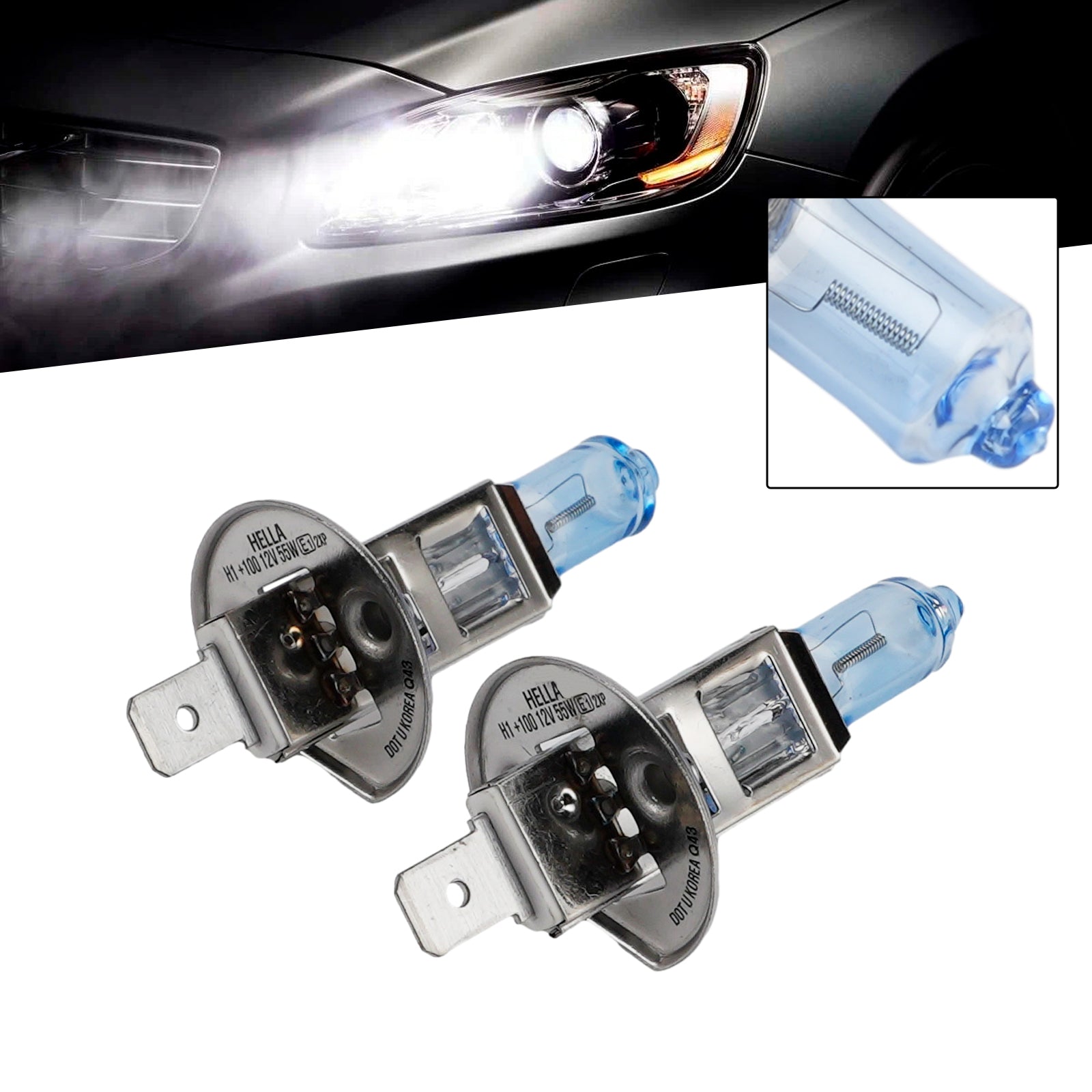 Ampoule Phare Halogène Améliorée Voiture H1 12V 55W Pour HELLA 8GH 178 560-693