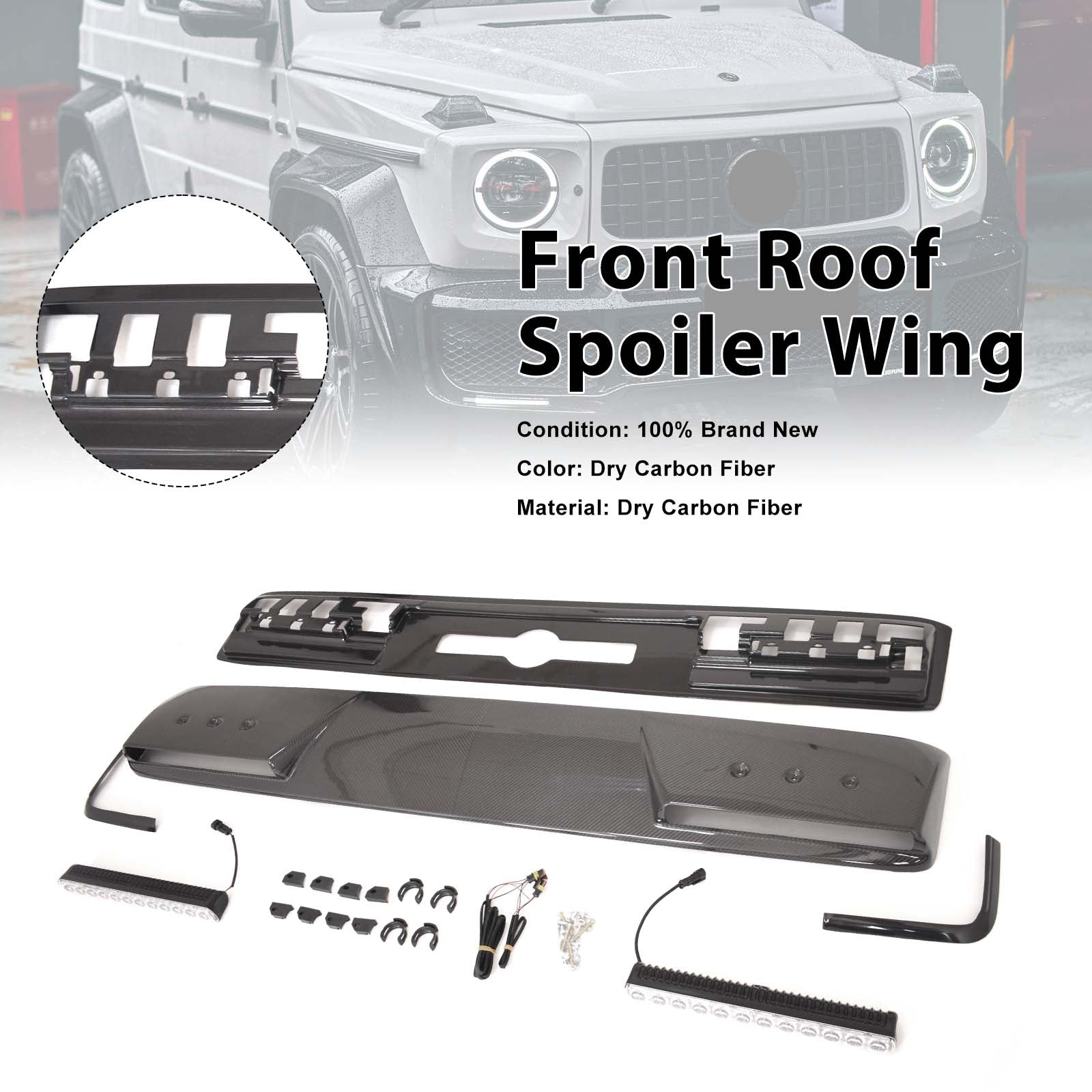 Brabus Style Front Roof Spoiler Wing Pour Benz G-Class W464 G550 2019-2023 W/Led