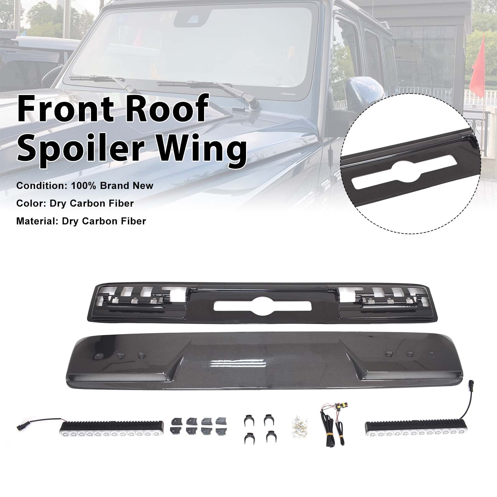 Brabus Style Front Roof Spoiler Wing Pour Benz G-Class W464 G550 2019-2023 W/Led