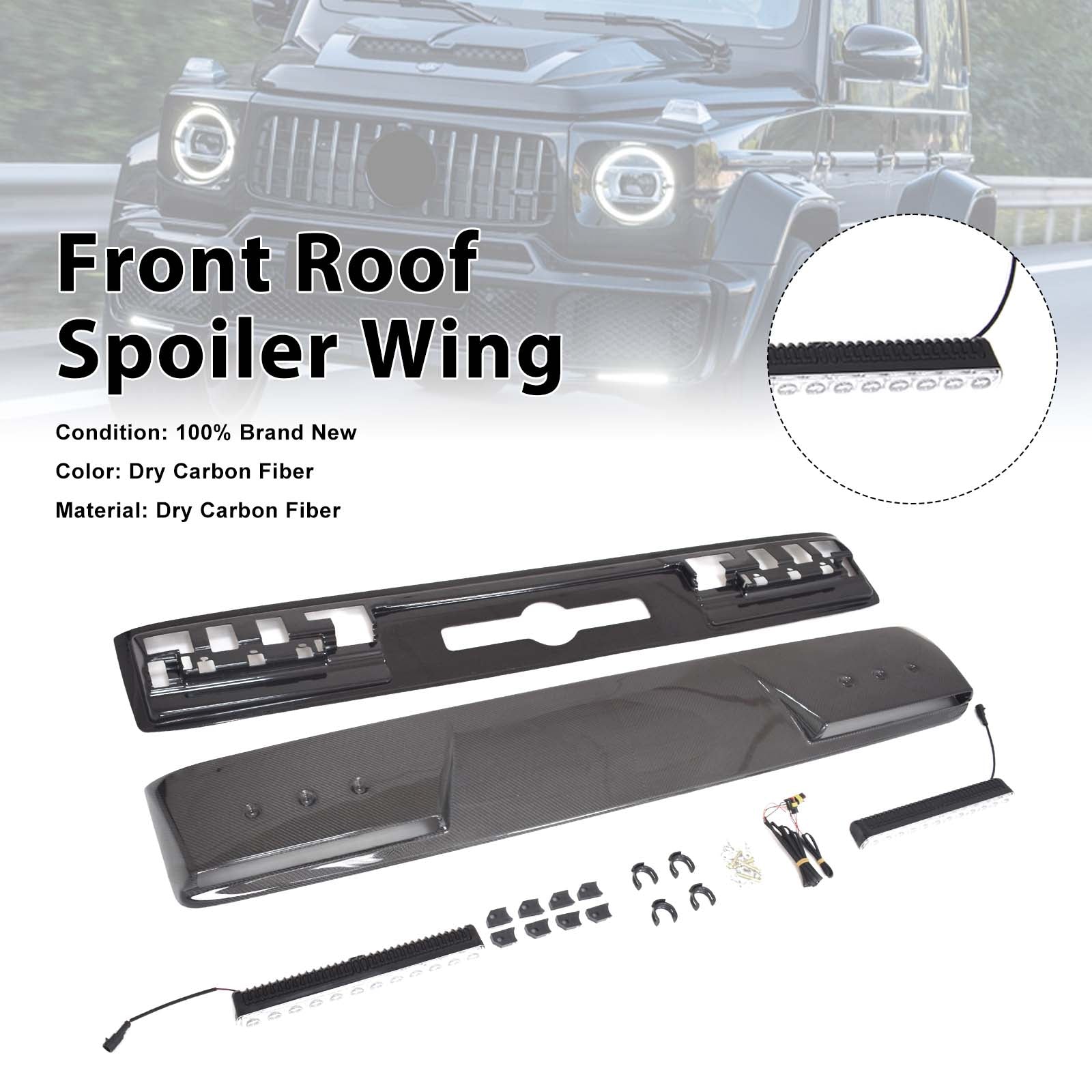 Brabus Style Front Roof Spoiler Wing Pour Benz G-Class W464 G550 2019-2023 W/Led