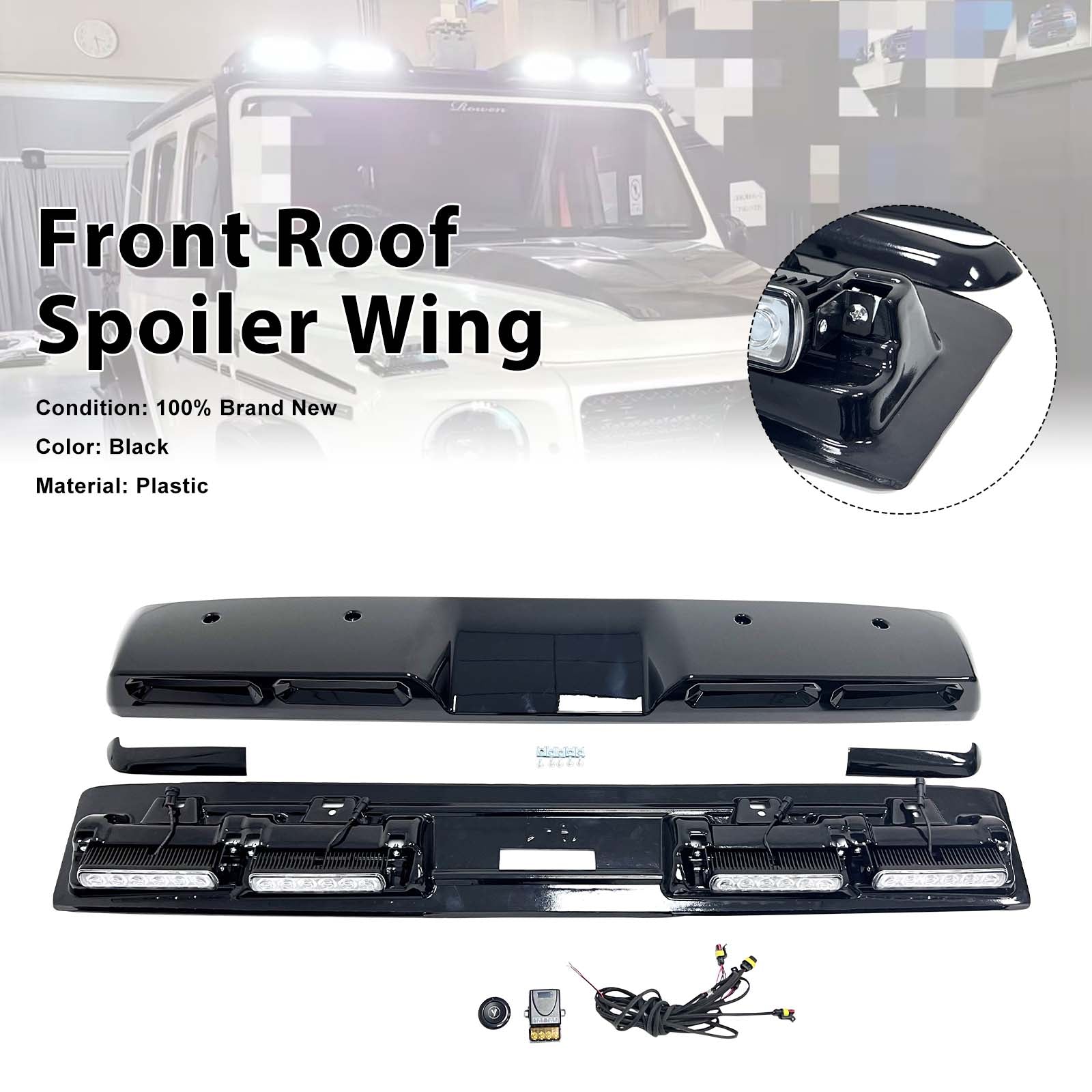 Brabus Style Front Roof Spoiler Wing Pour Benz G-Class W464 2019-2023 W/Led