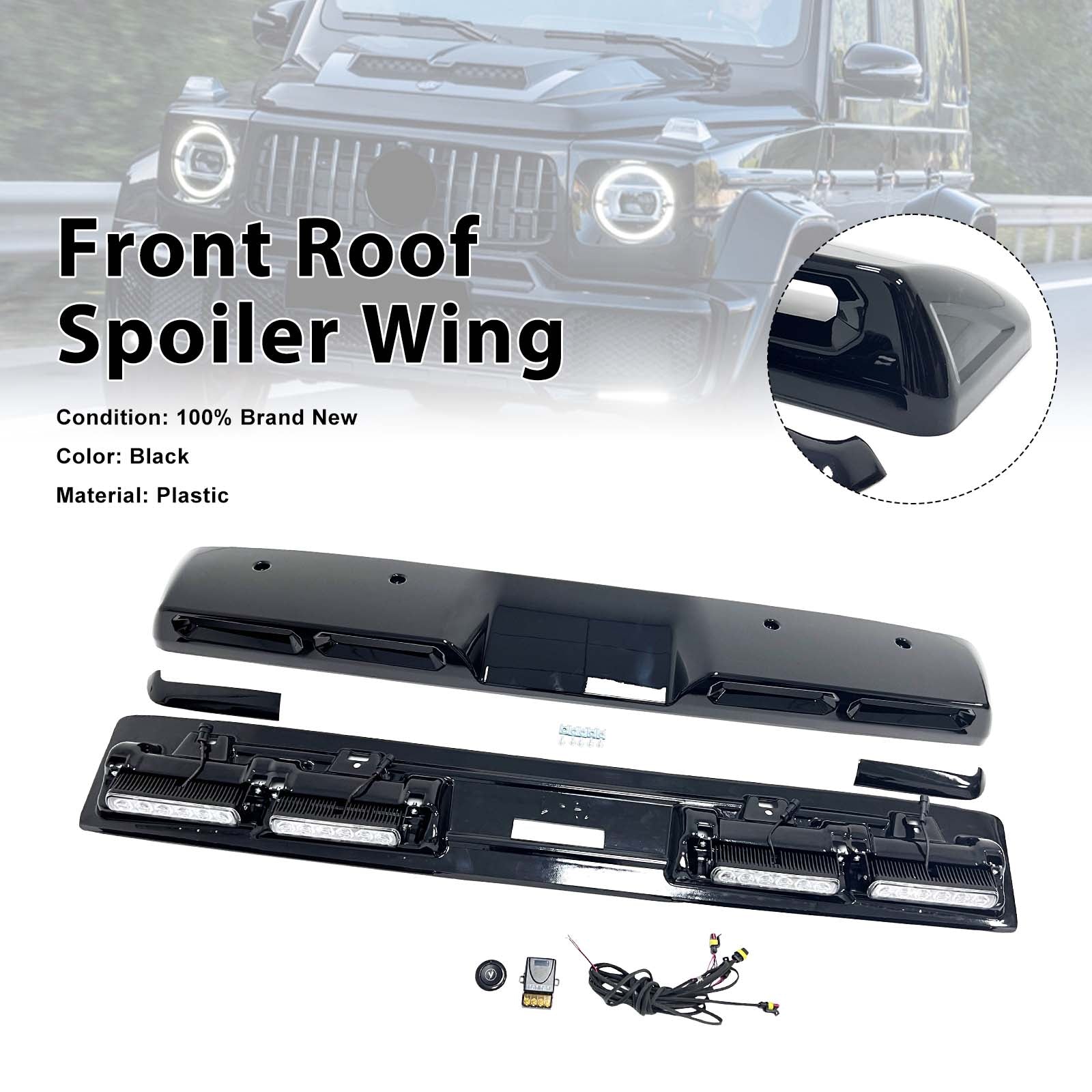 Brabus Style Front Roof Spoiler Wing Pour Benz G-Class W464 2019-2023 W/Led