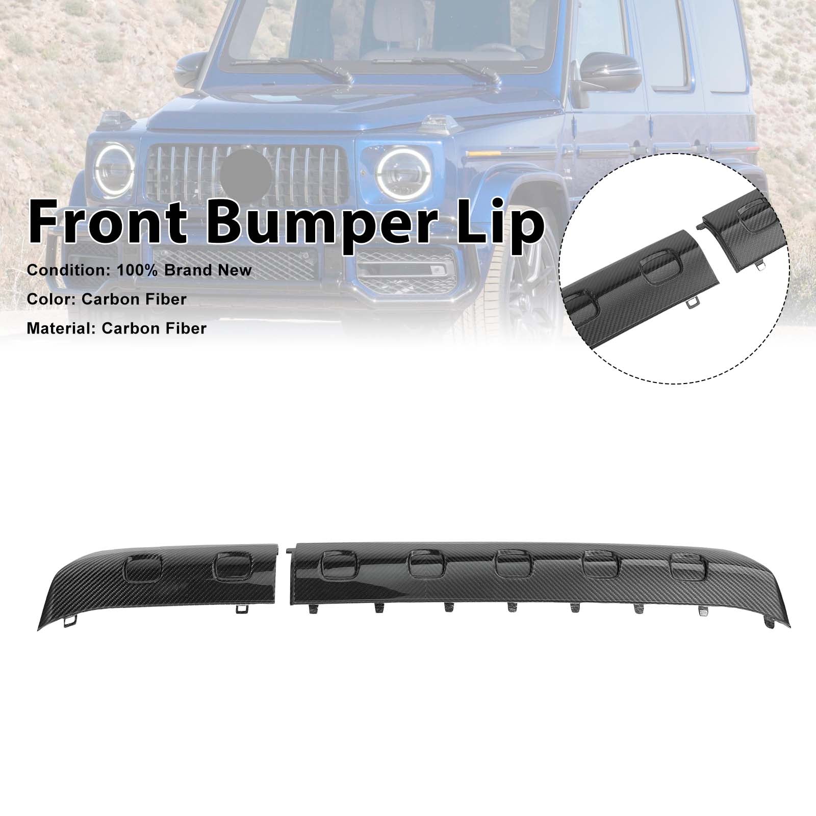 Carbon Fiber Front Bumper Lip Pour Mercedes Benz G-Class W464 G63 2019-2023