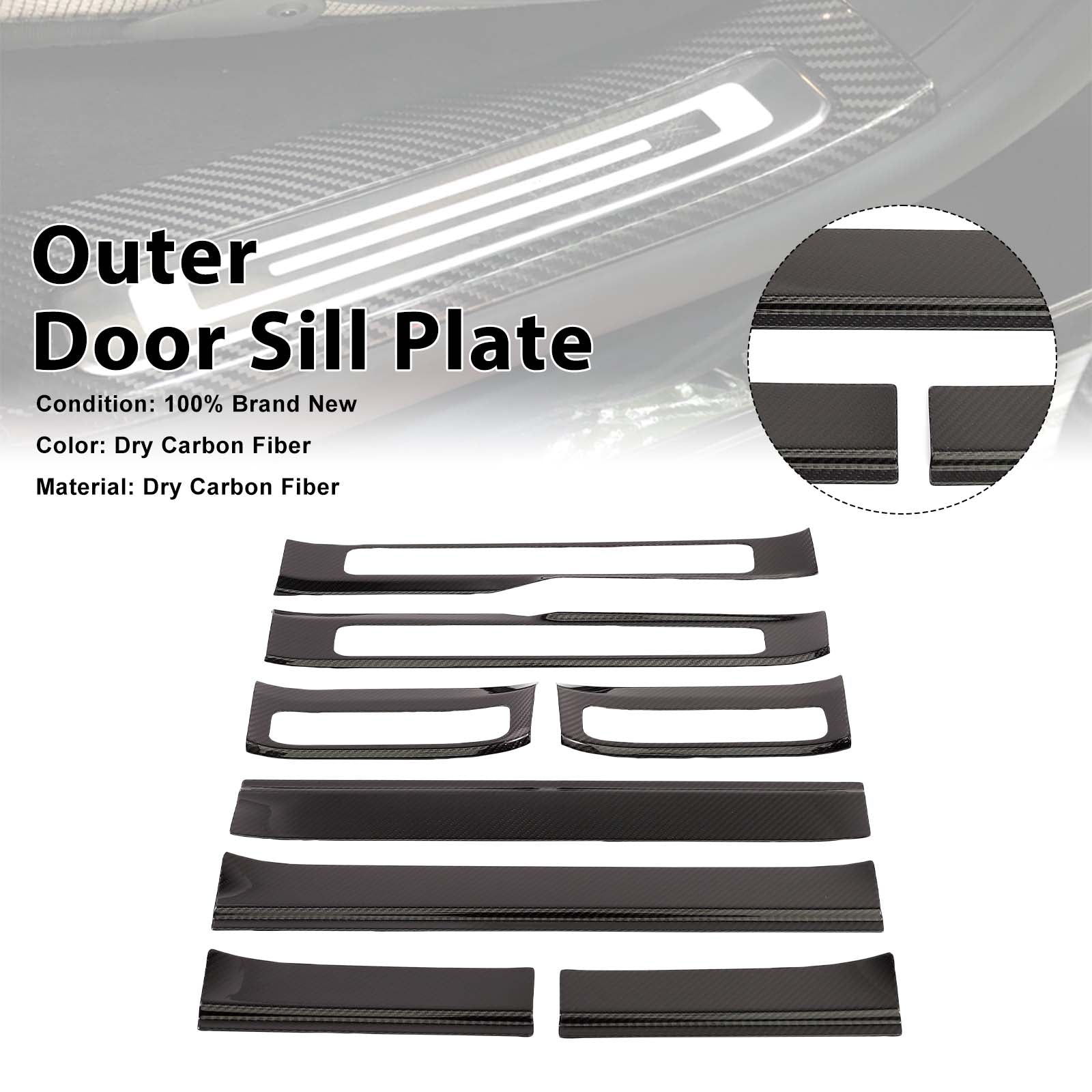 Carbon Fiber Outer Door Sill Plate Cover Trim Pour Benz W464 G500 2019-2023