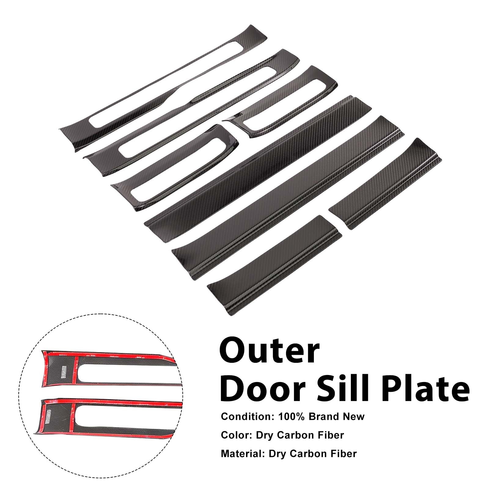 Carbon Fiber Outer Door Sill Plate Cover Trim Pour Benz W464 G500 2019-2023