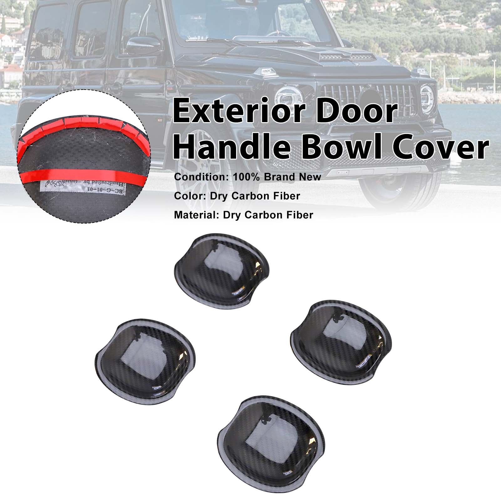 Carbon Fiber Exterior Door Handle Bowl Cover Pour Mercedes Benz W464 2019-2023