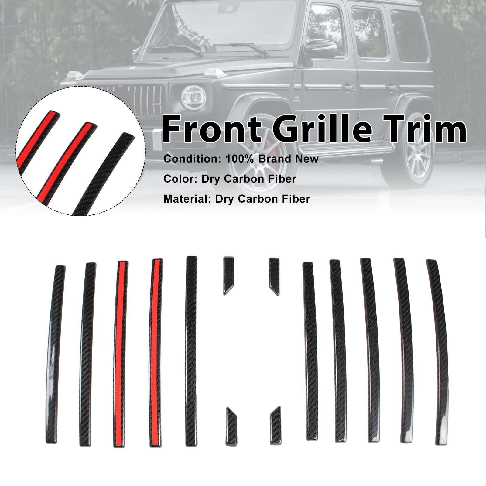 Carbon Fiber Front Grille Trim Cover Pour Mercedes G Class W464 G63 2019-2023