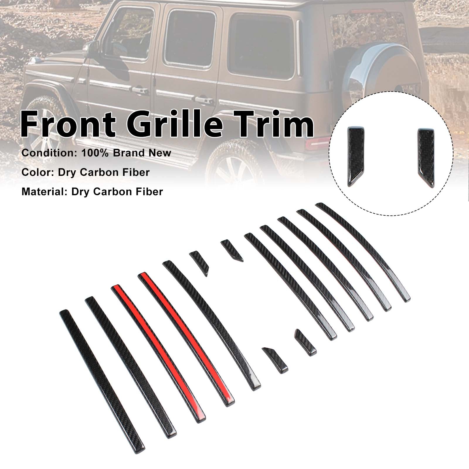 Carbon Fiber Front Grille Trim Cover Pour Mercedes G Class W464 G63 2019-2023