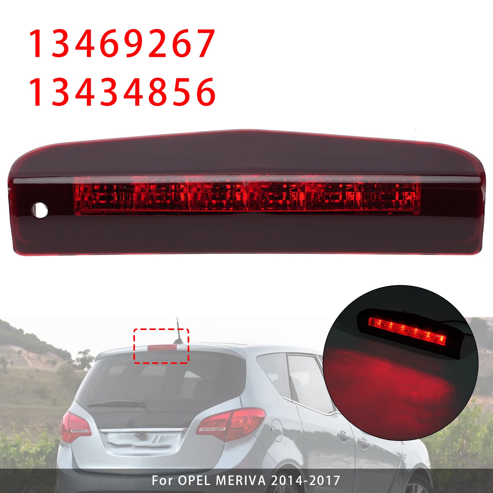 Feu Stop 3e Arrière Pour Opel Meriva Vauxhall Meriva B 2010-2017 Rouge