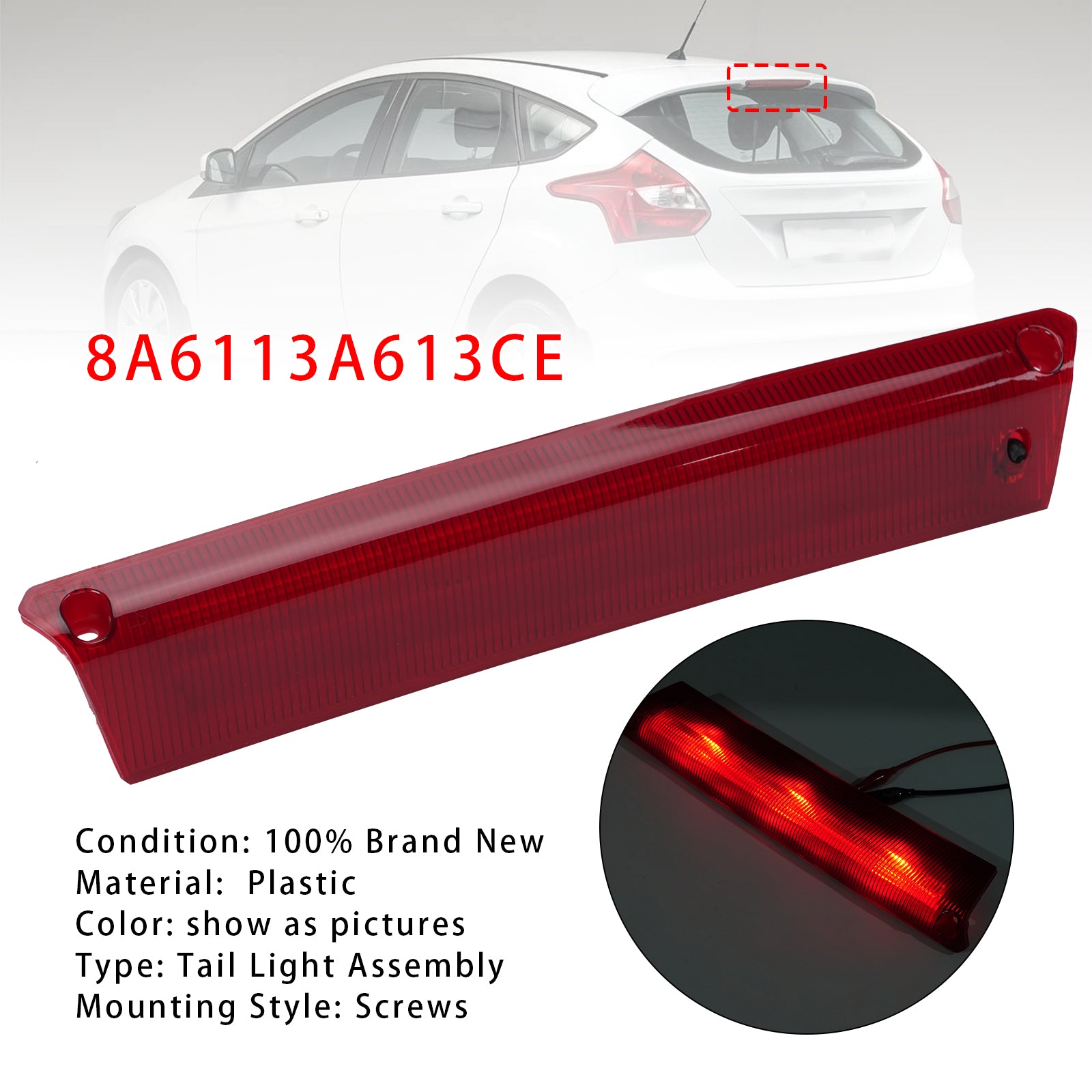 Feu Stop 3e Haut Niveau Arrière 8A6113A613CE Pour Ford Fiesta MK7 Focus MK3