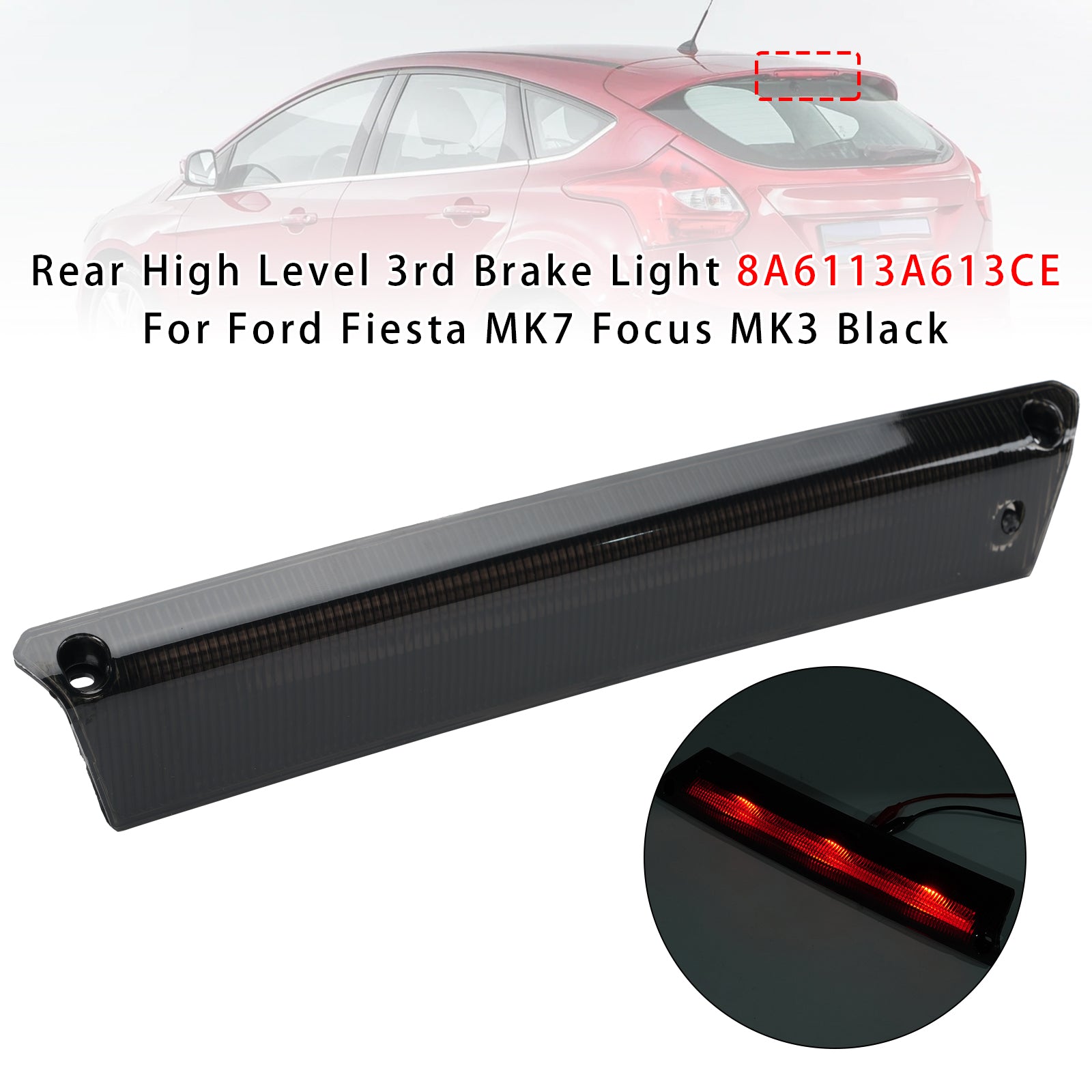Feu Stop 3e Haut Niveau Arrière Pour Ford Fiesta MK7 Focus MK3 Noir