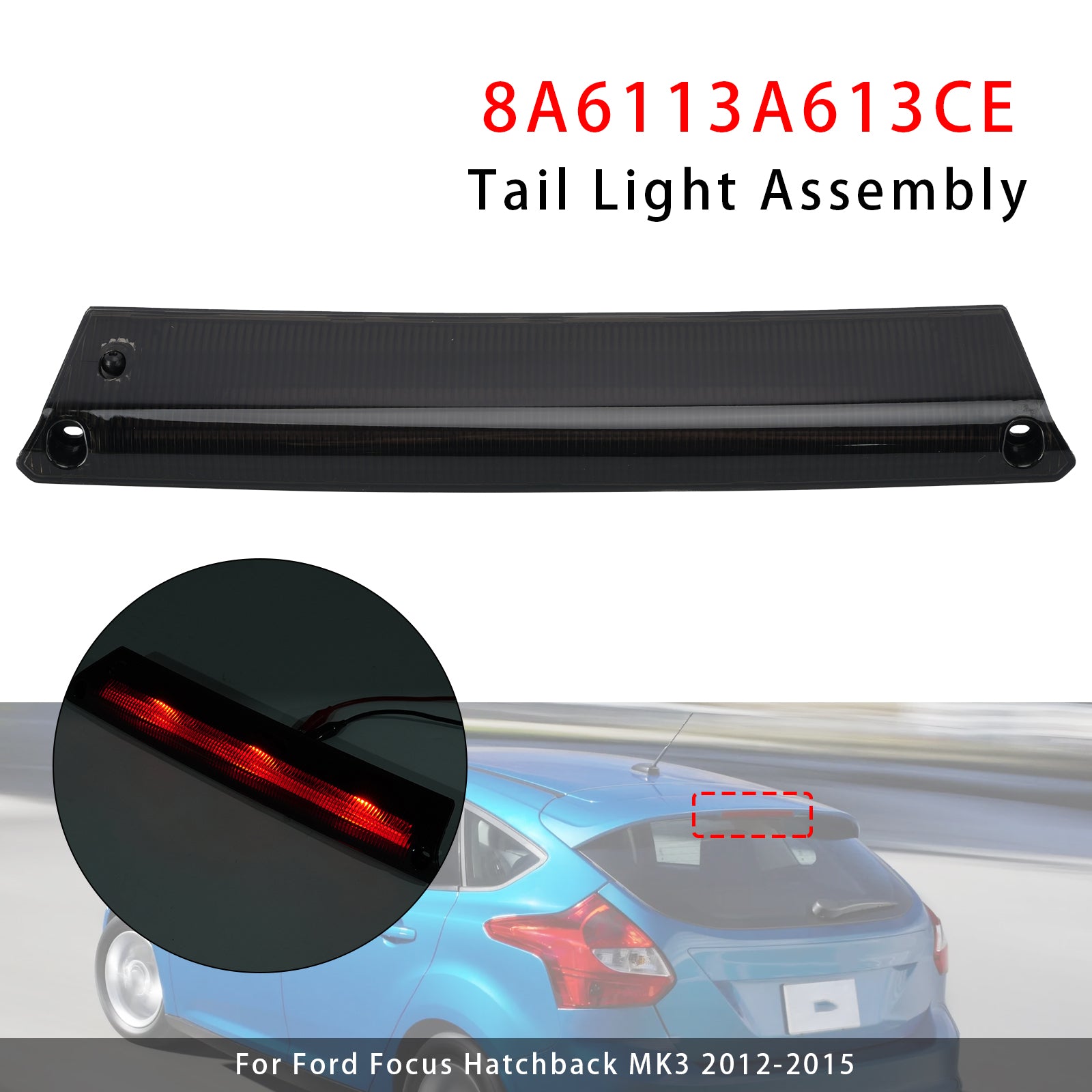 Feu Stop 3e Haut Niveau Arrière Pour Ford Fiesta MK7 Focus MK3 Noir
