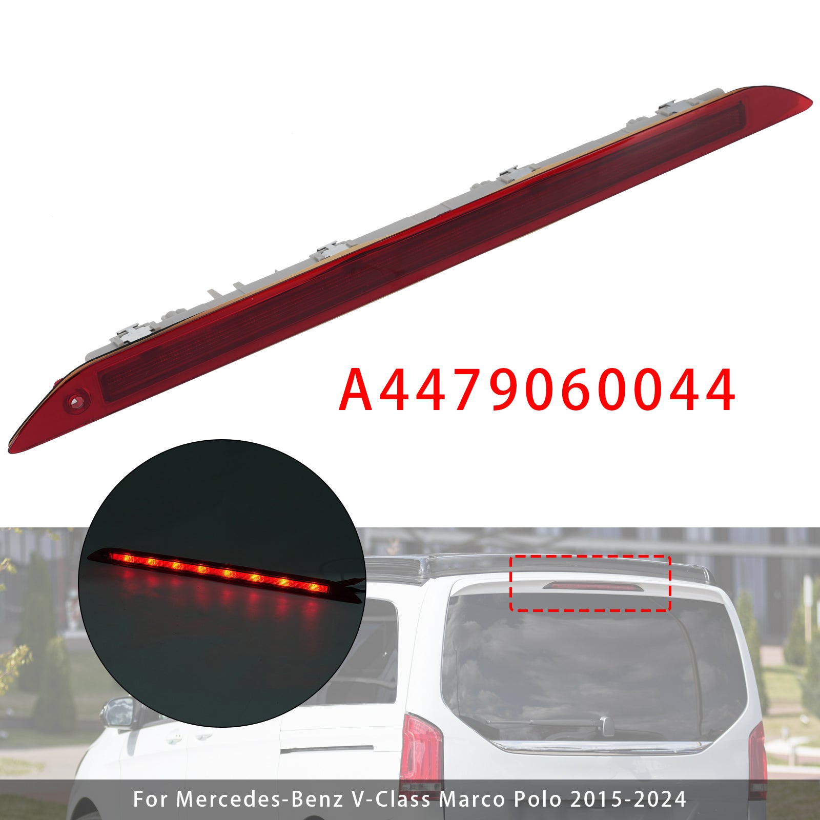 Troisième feu stop arrière rouge pour Mercedes Benz Vito W447 Marco Polo 14-2025