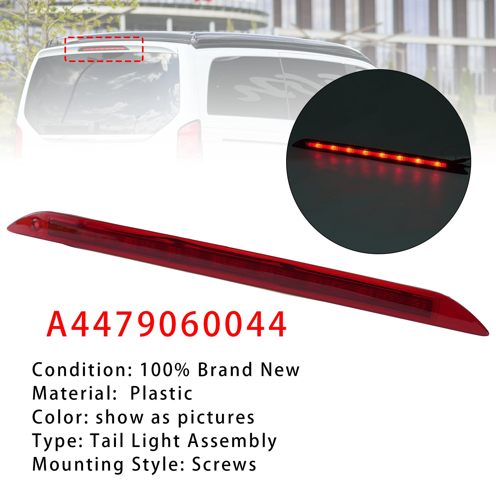 Troisième feu stop arrière rouge pour Mercedes Benz Vito W447 Marco Polo 14-2025