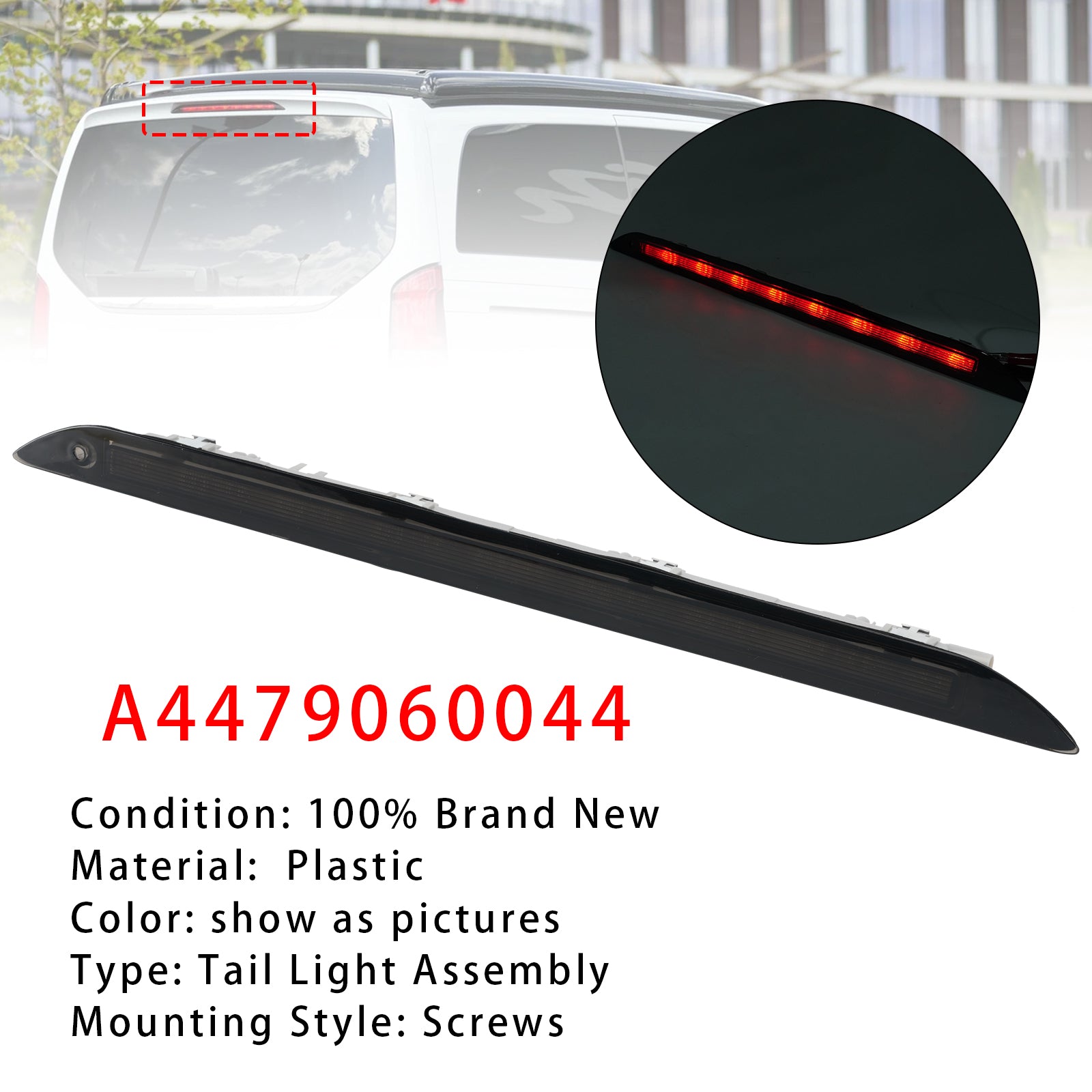 Troisième feu stop arrière noir pour Mercedes Benz Vito W447 Marco Polo 14-2025