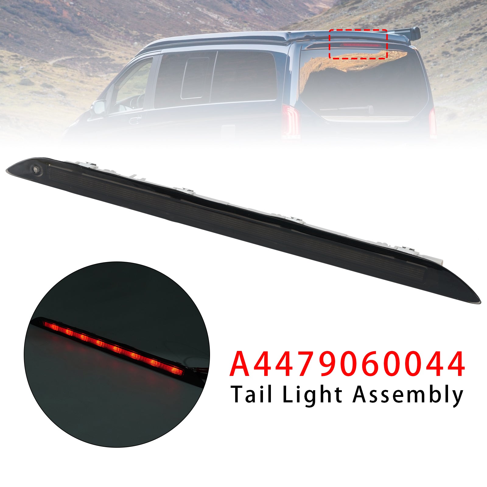 Troisième feu stop arrière noir pour Mercedes Benz Vito W447 Marco Polo 14-2025