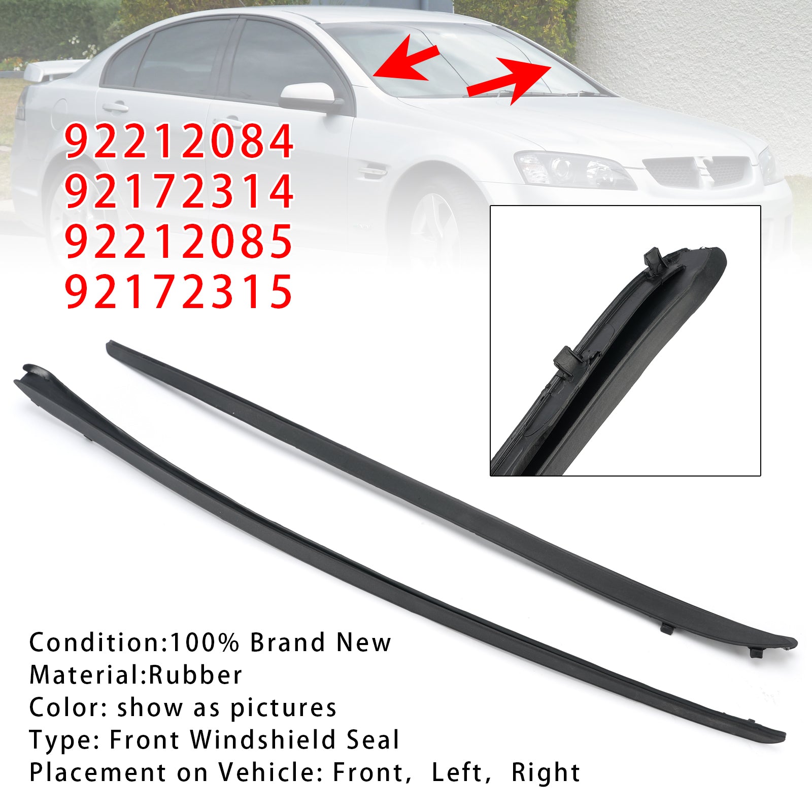 2PCS Moulure en Caoutchouc de Pare-Brise Avant Pour Pontiac G8 GT GXP 2008-2009