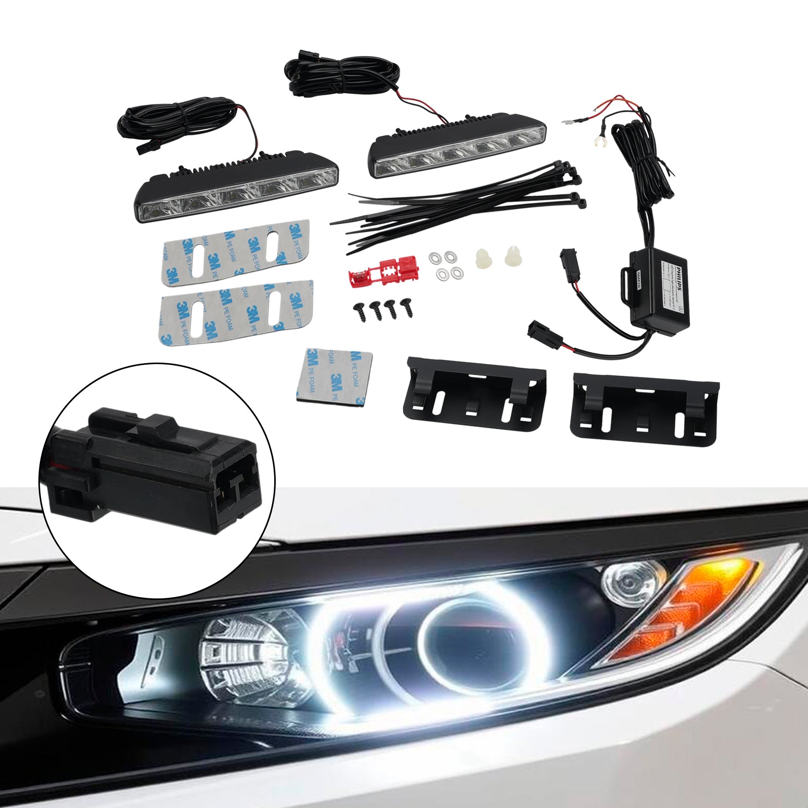 Feu jour LED Universel pour automobile 5 Puces LED 6000K Pour PHILIPS YS12810